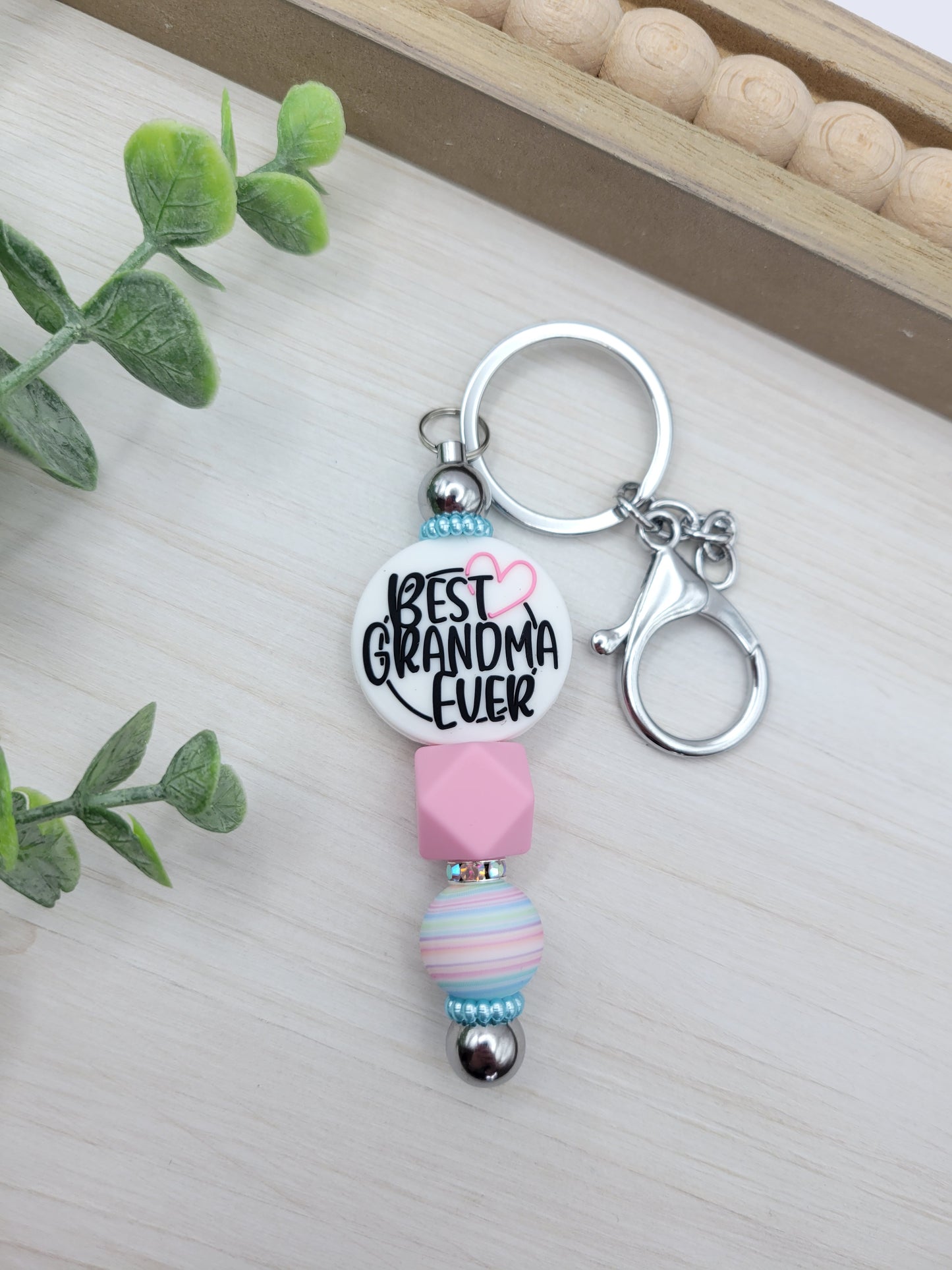 Pastel Best Grandma Ever Keychain