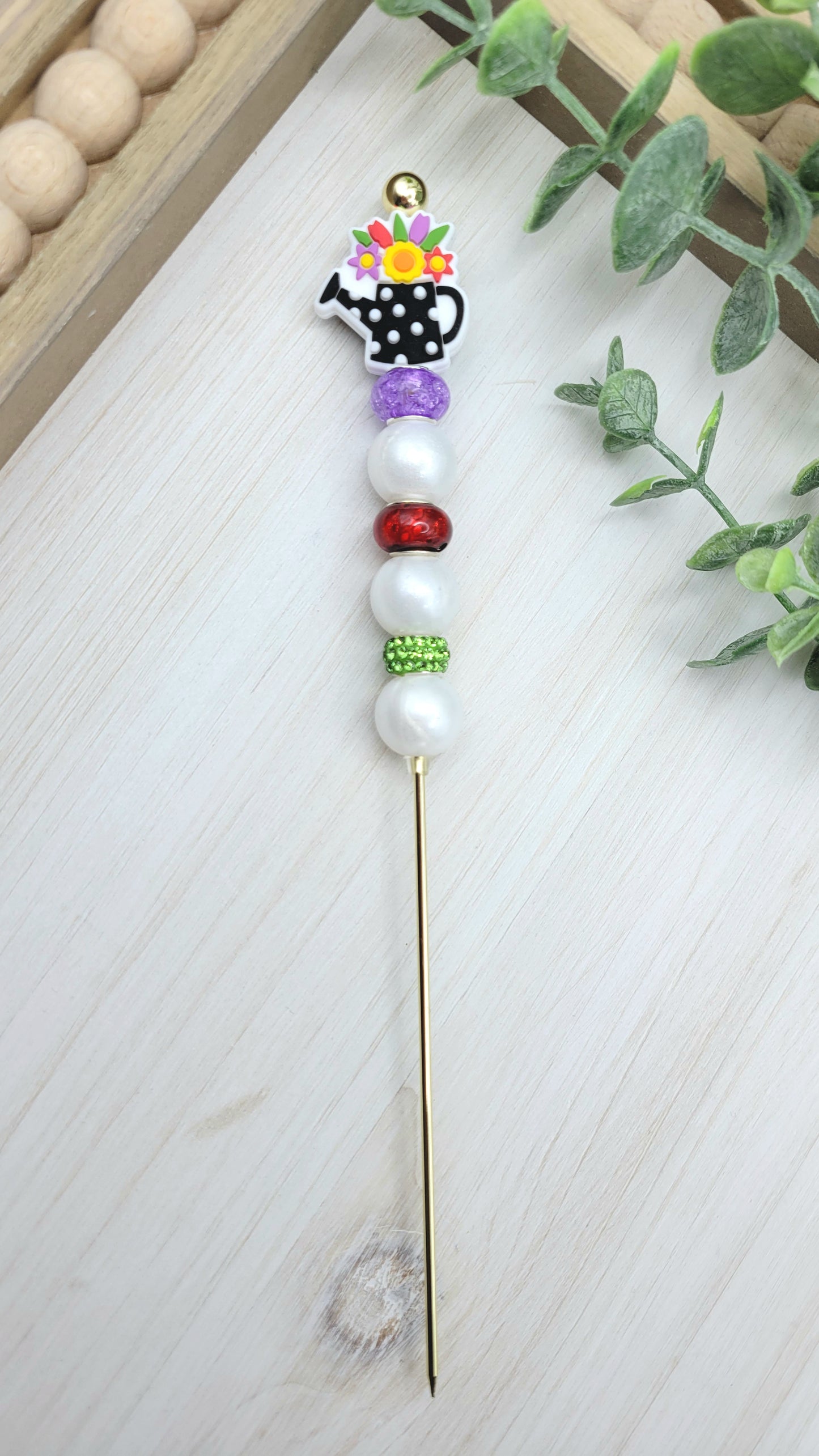 Black Watering Can Plant Stake