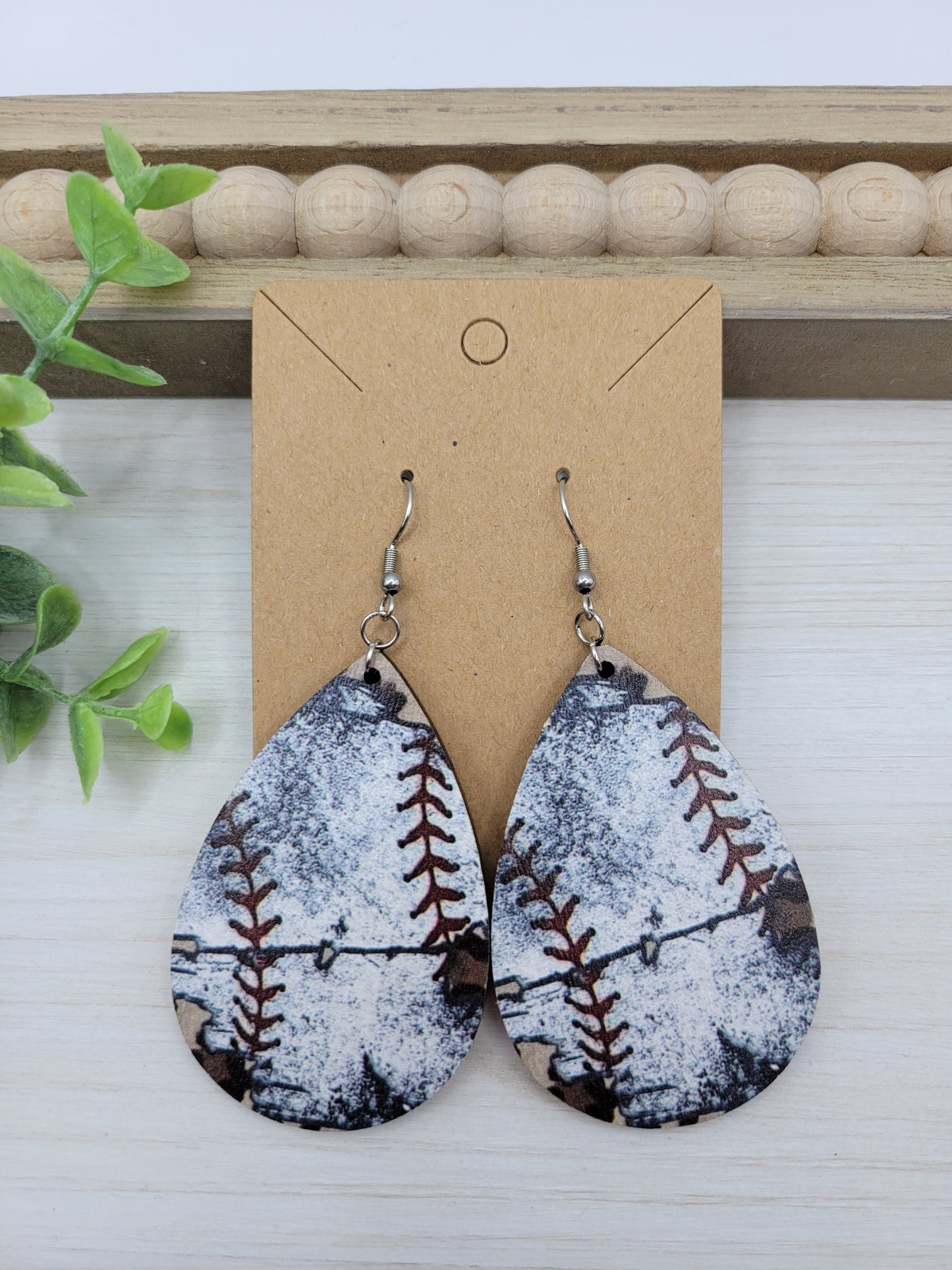 Baseball Tear Drop Earrings