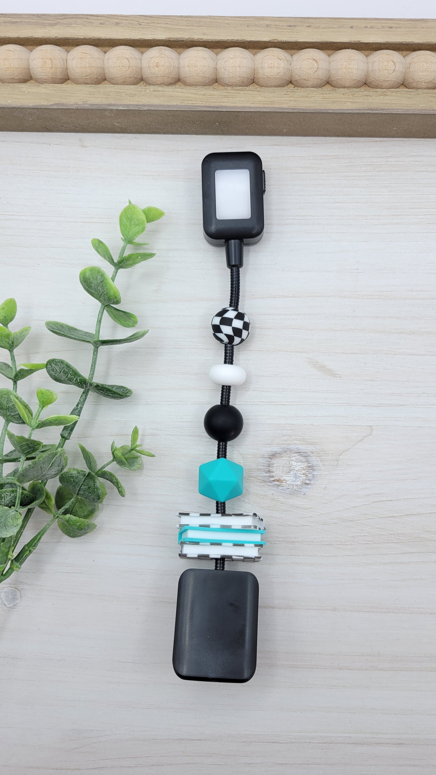 Checkered/Teal Book Stack Reading Light