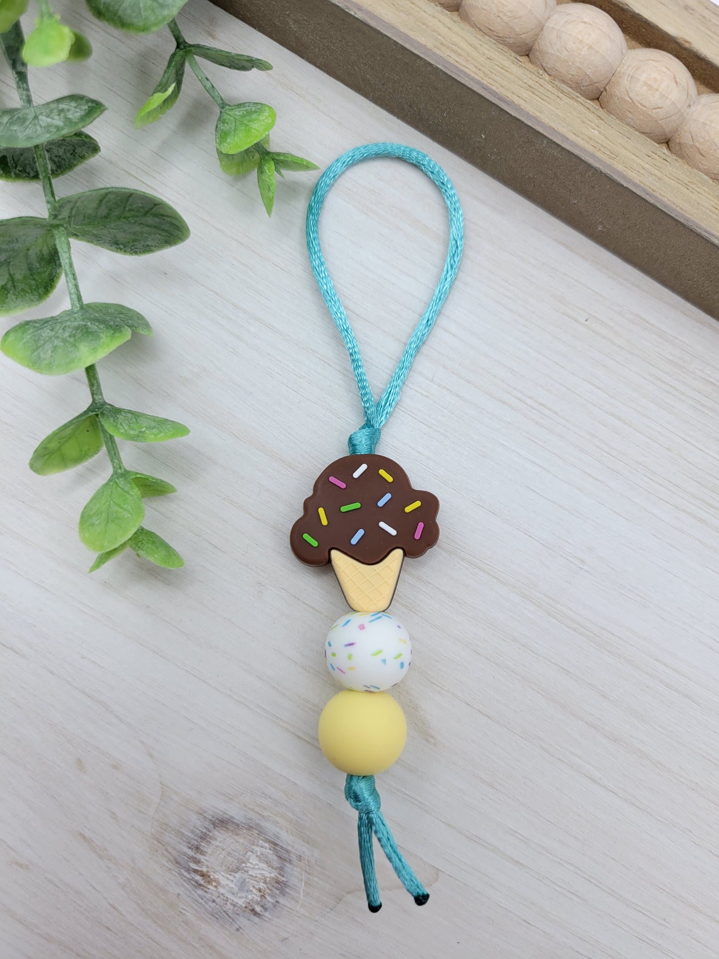 Chocolate Ice Cream Zipper Pull