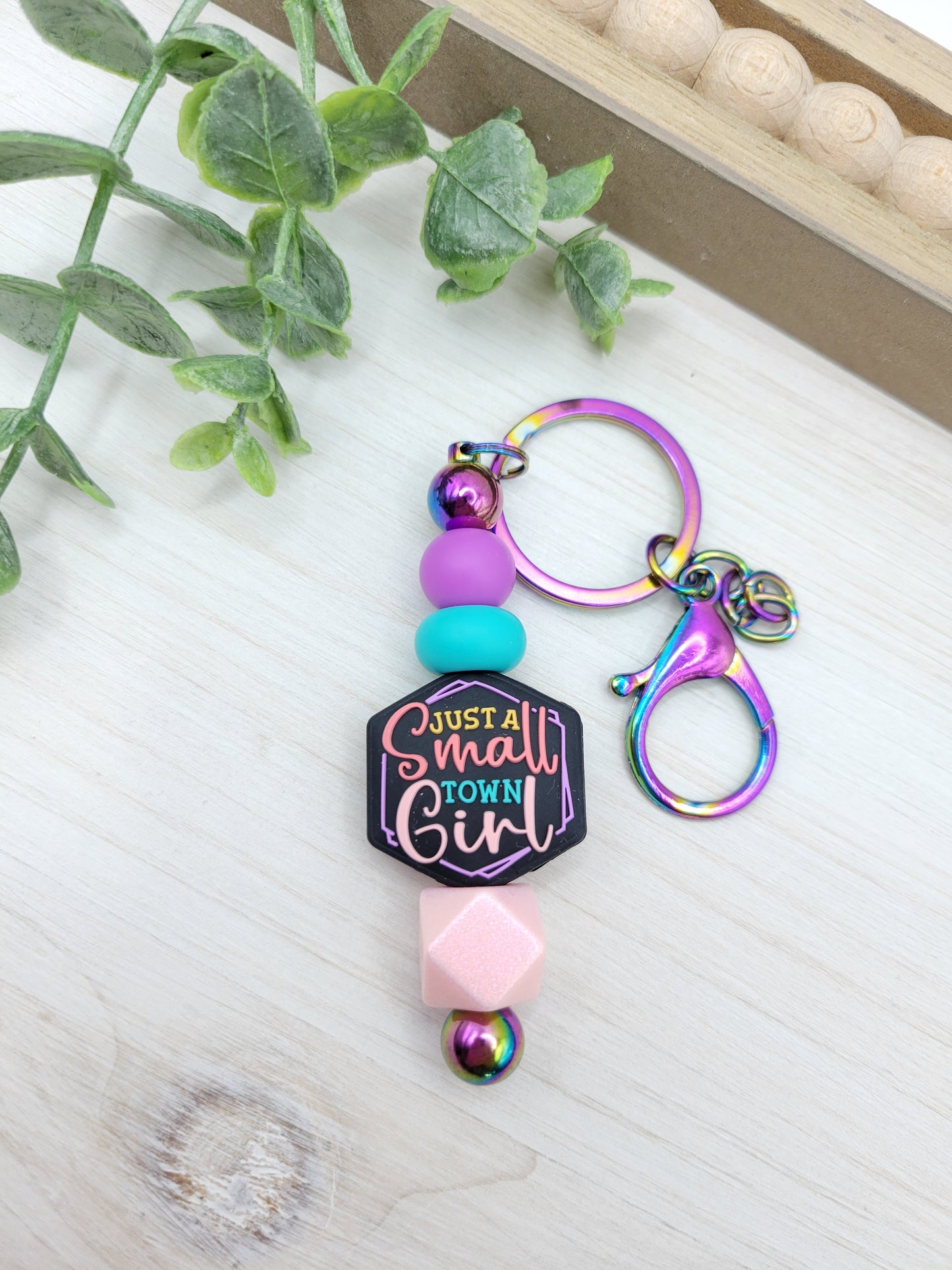Small Town Girl Barbell Keychain