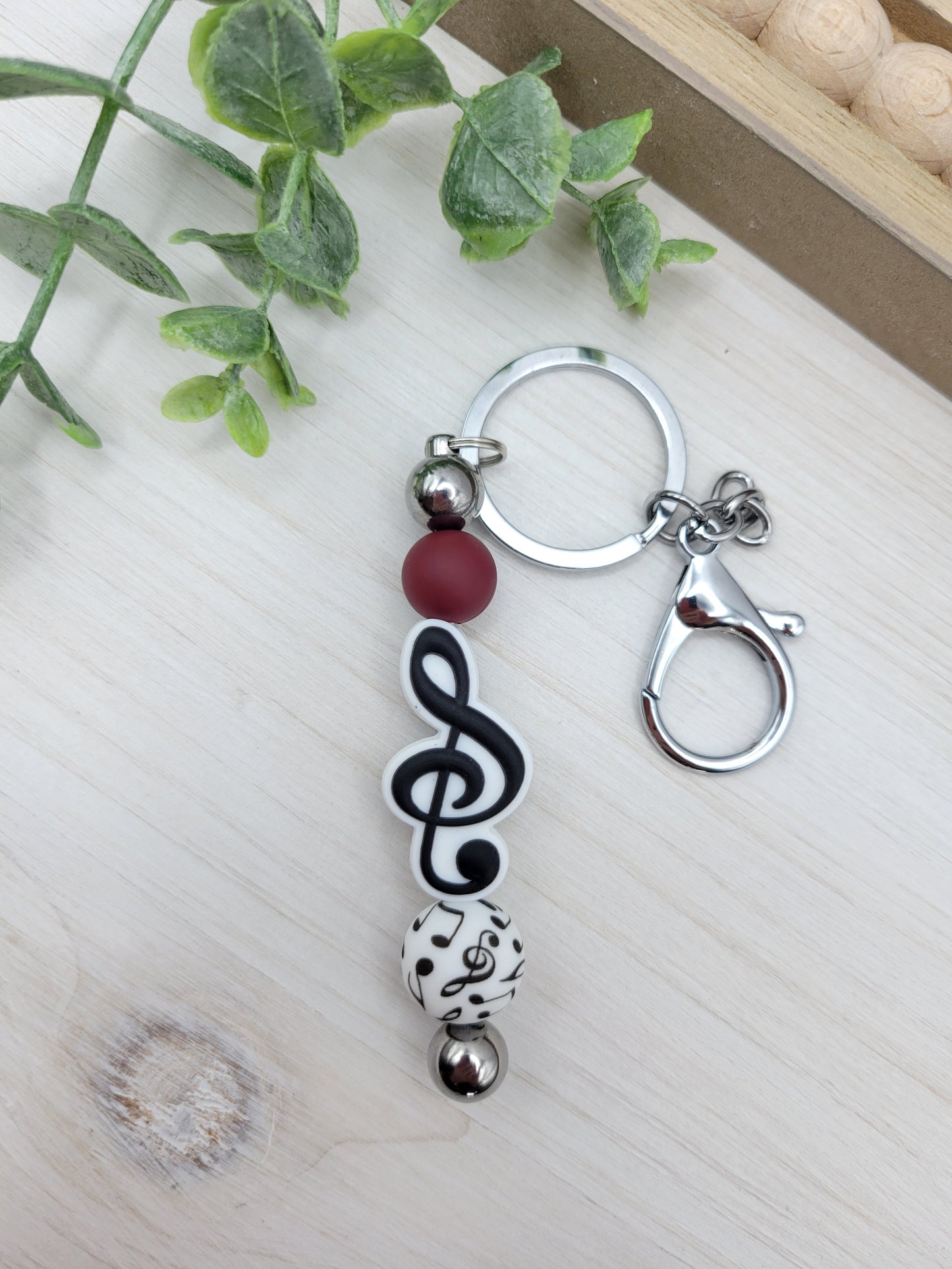 Treble Clef Barbell Keychain (options)