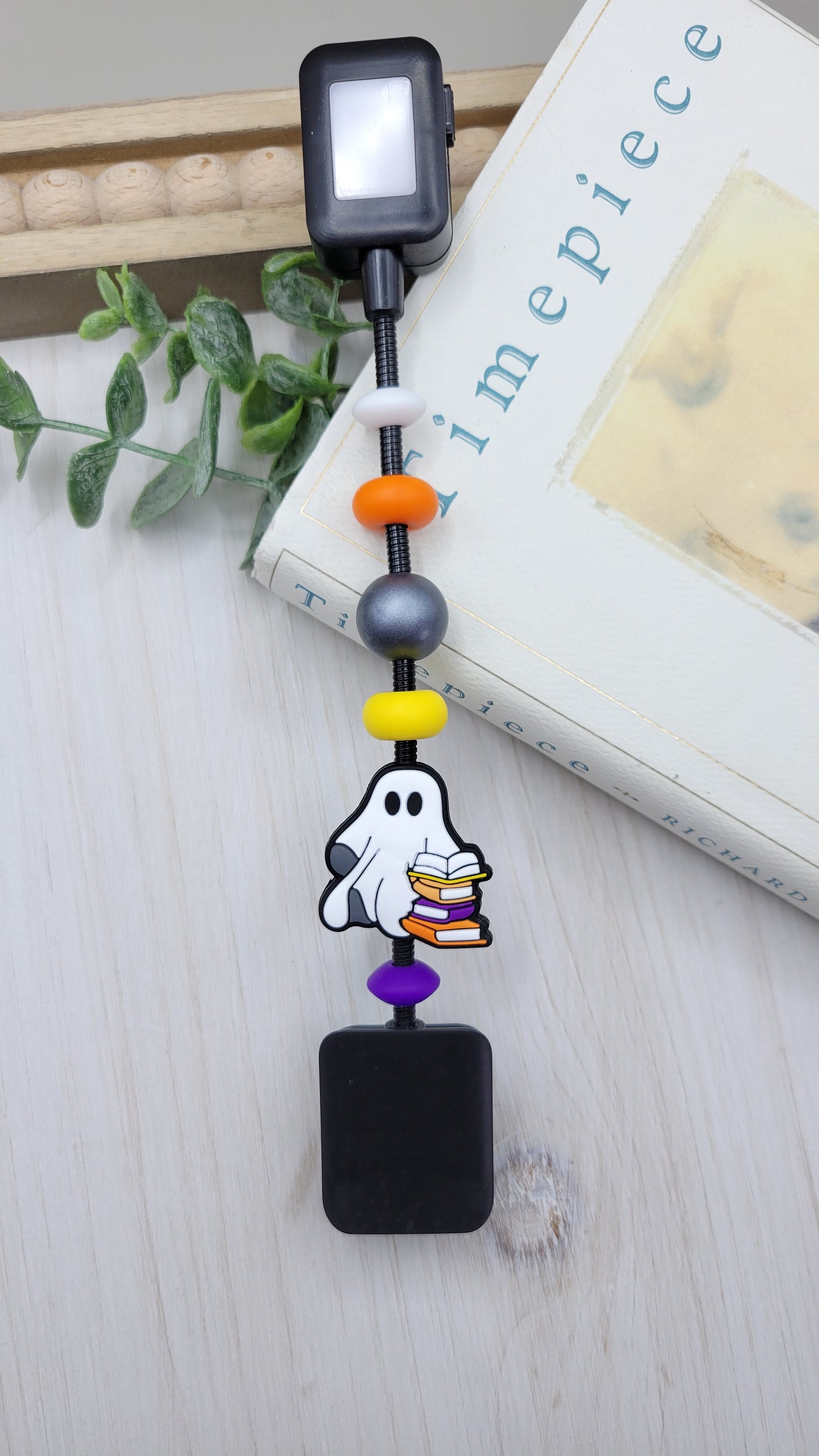 Ghost with Book Stack Reading Light