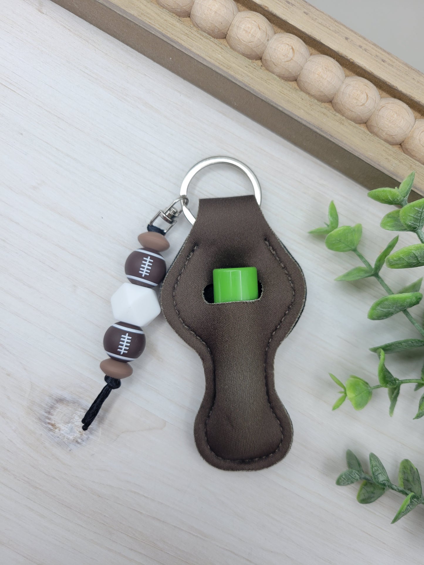 Brown Football Chapstick Holder