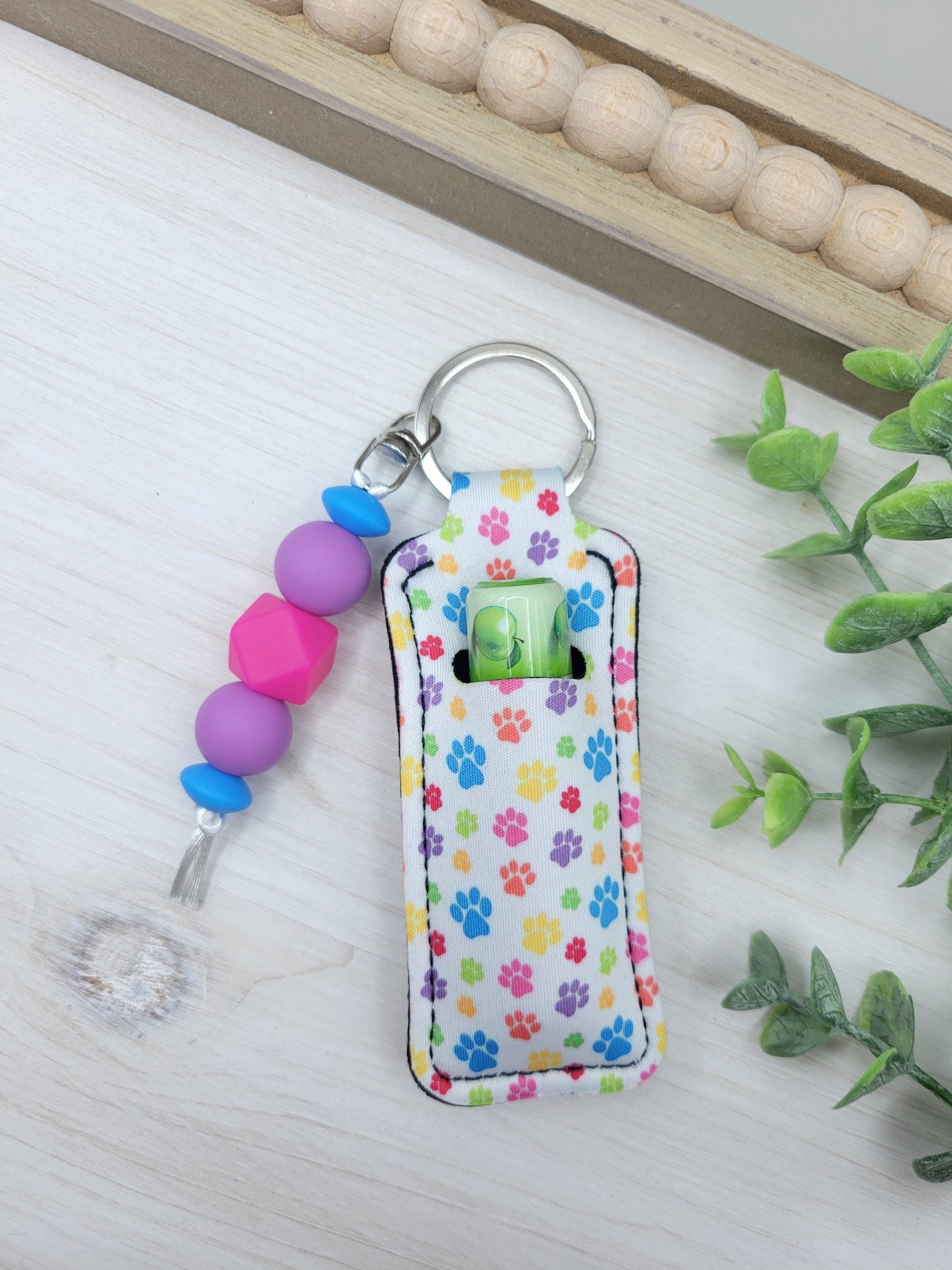 Colorful Paw Print Chapstick Holder