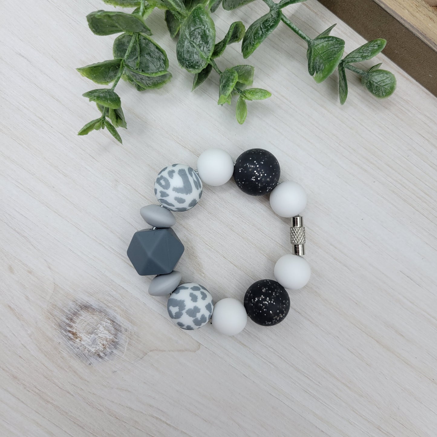 Gray Leopard Tumbler Cup Handle Charm