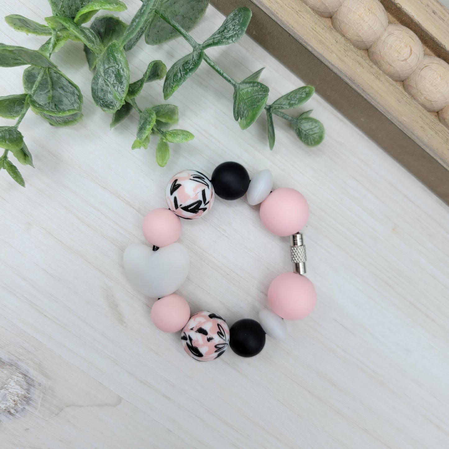 Pink/Black Hearts Tumbler Cup Handle Charm