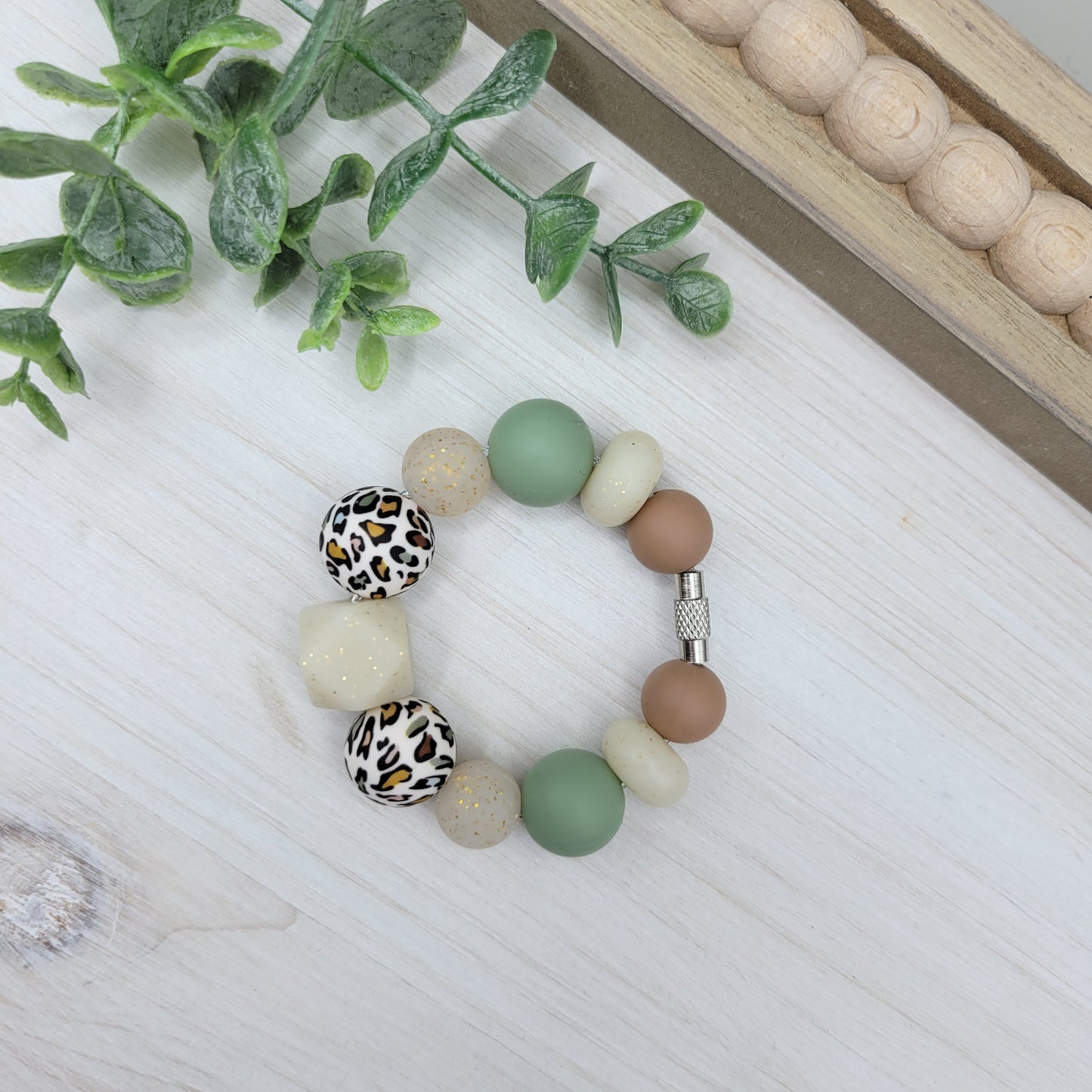 Neutral Leopard Tumbler Cup Handle Charm