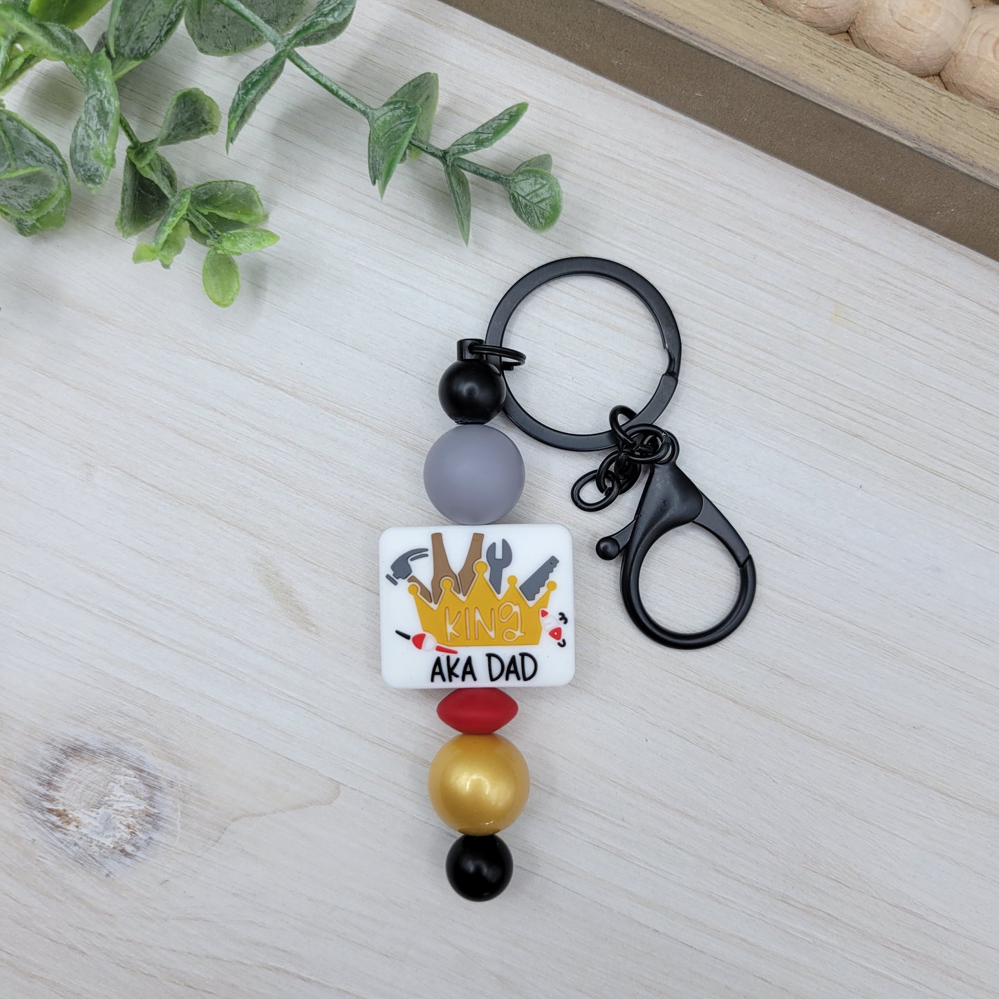 King AKA Dad Barbell Keychain
