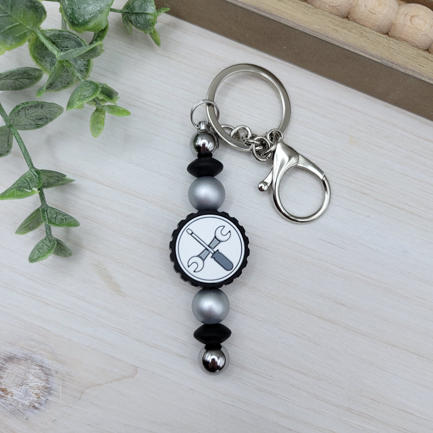 Tire & Tools Barbell Keychain