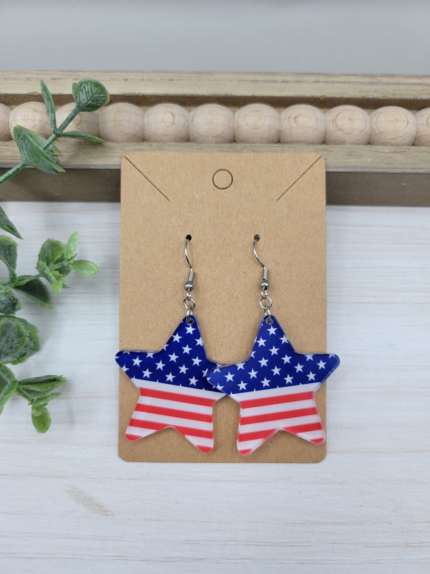 USA Star-Shaped Acrylic Earrings