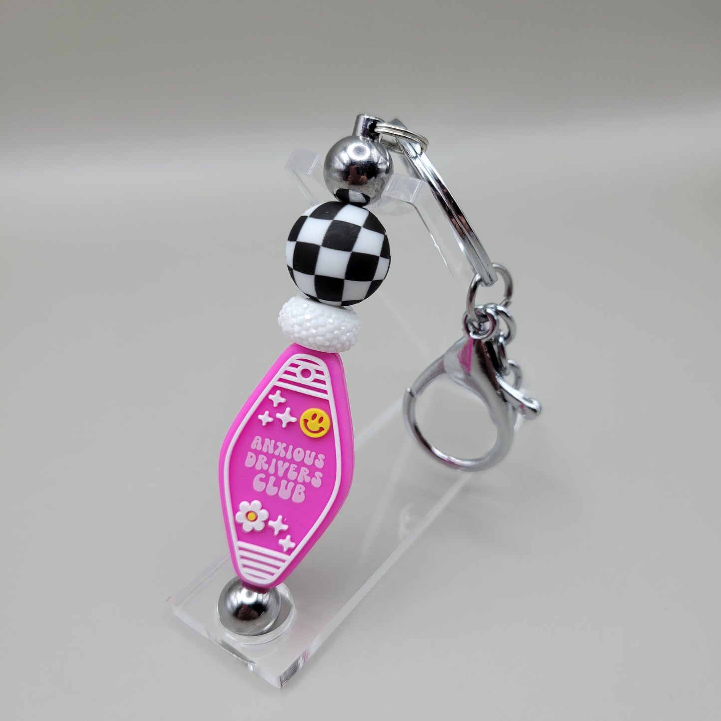 Motel-Style Silver Barbell Keychain (options)