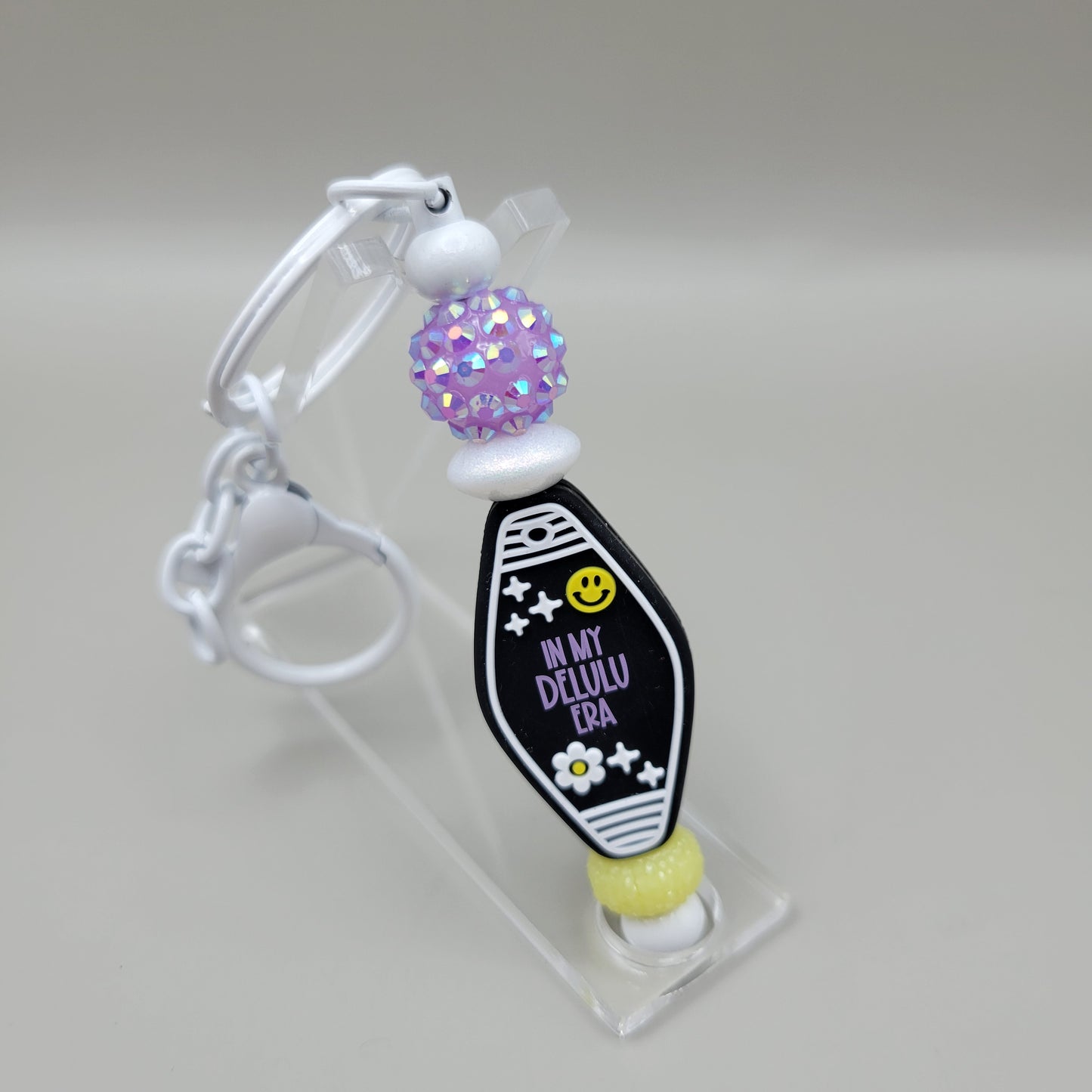 Motel-Style White Barbell Keychain (options)