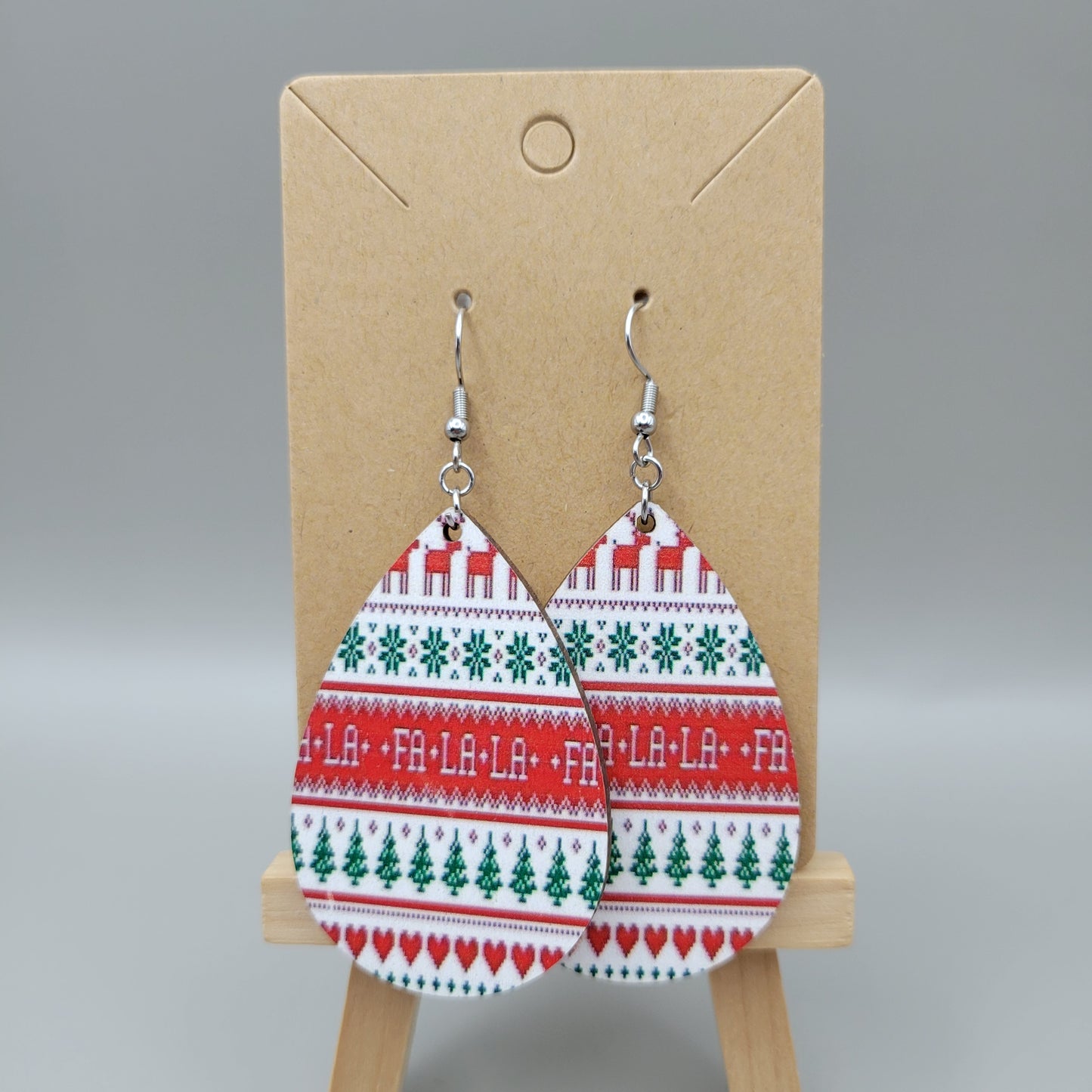 Wooden Sweater Pattern Earrings