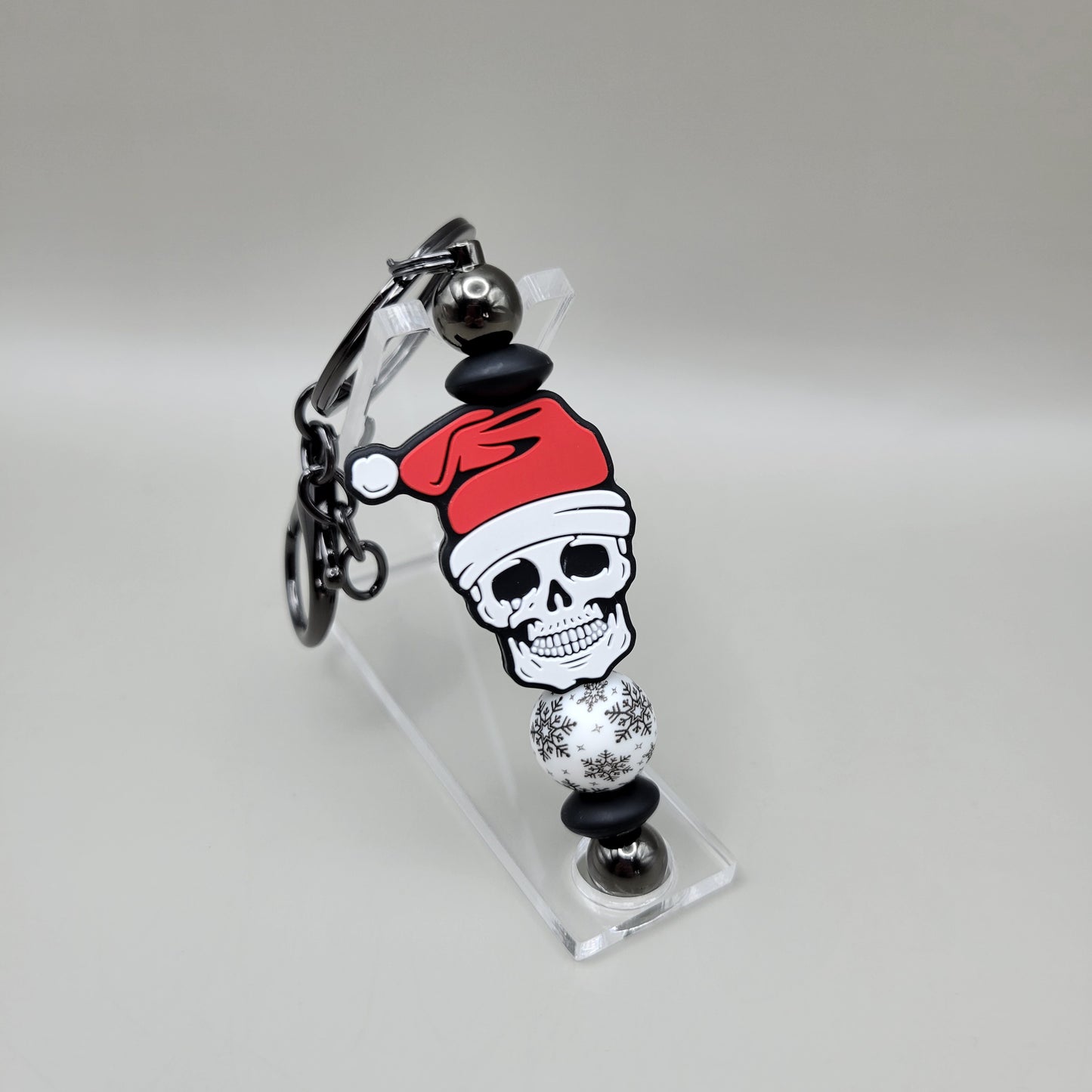 Skeleton Santa Barbell Keychain