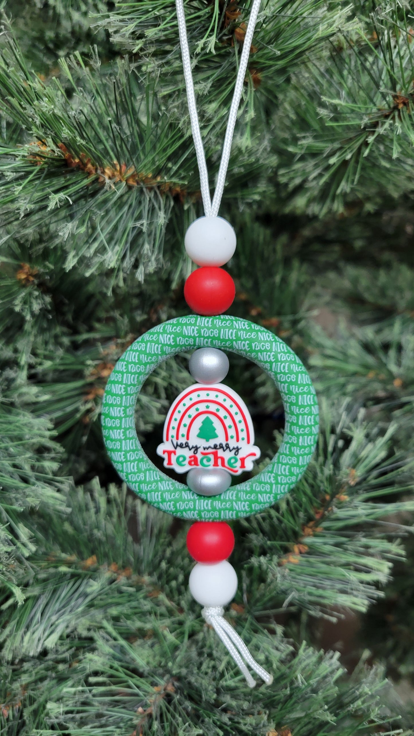 Very Merry Teacher Christmas Tree Ornament