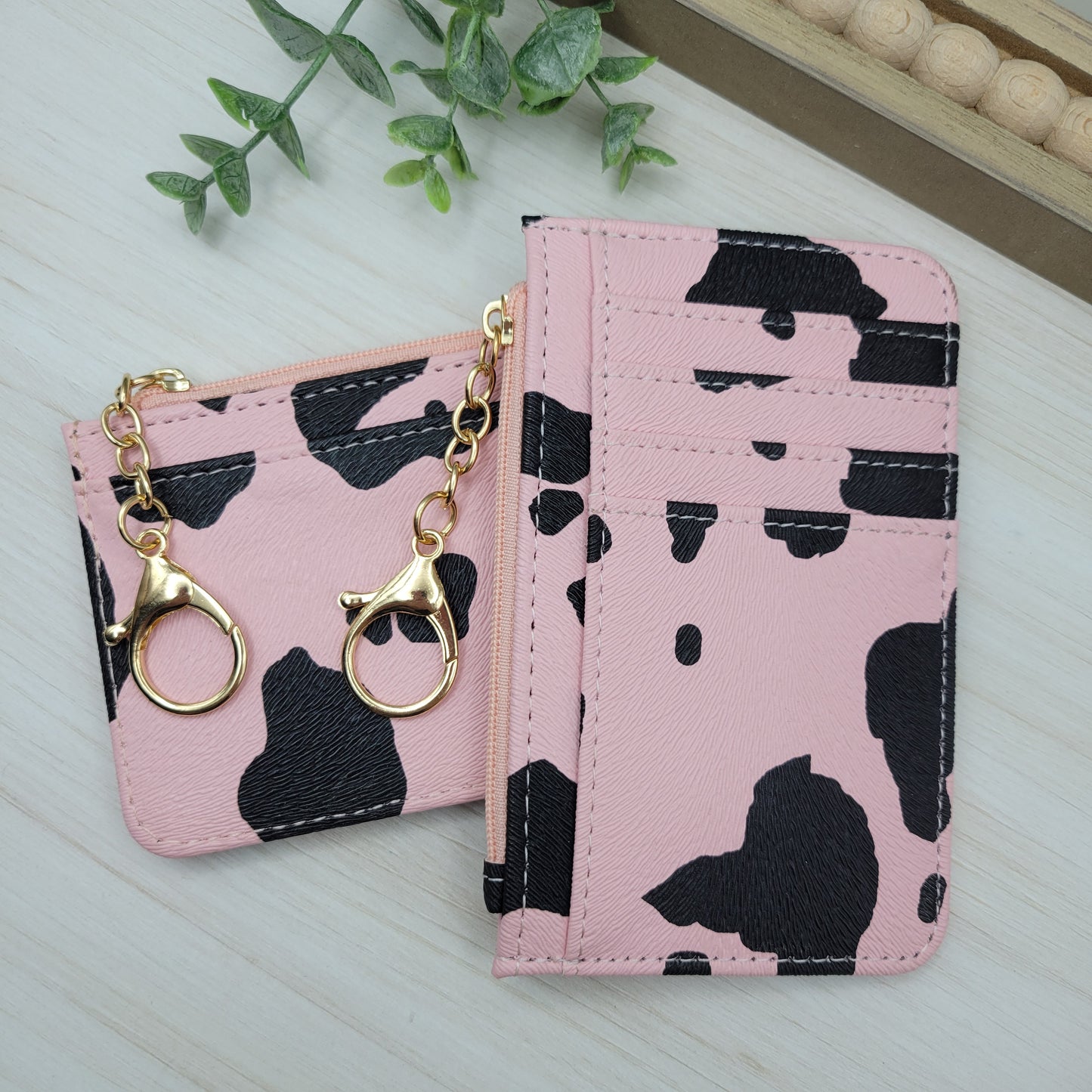 Vertical Pink Cow Wallet