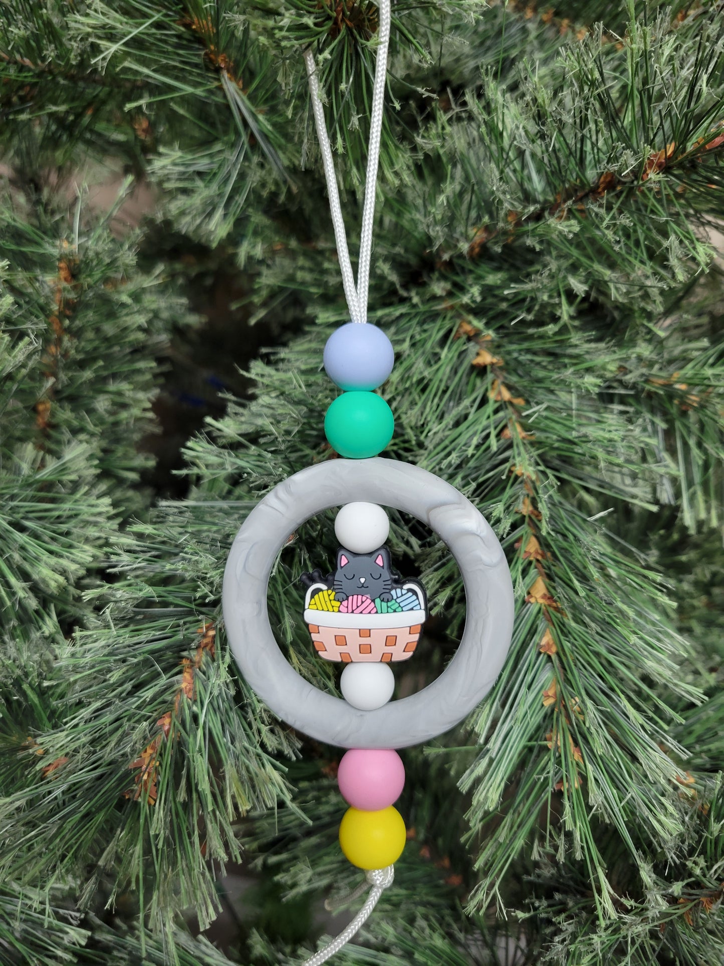 Kitty with Yarn Christmas Tree Ornament
