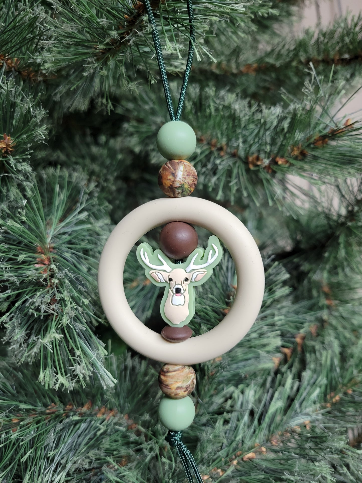 Green Deer Head Christmas Tree Ornament