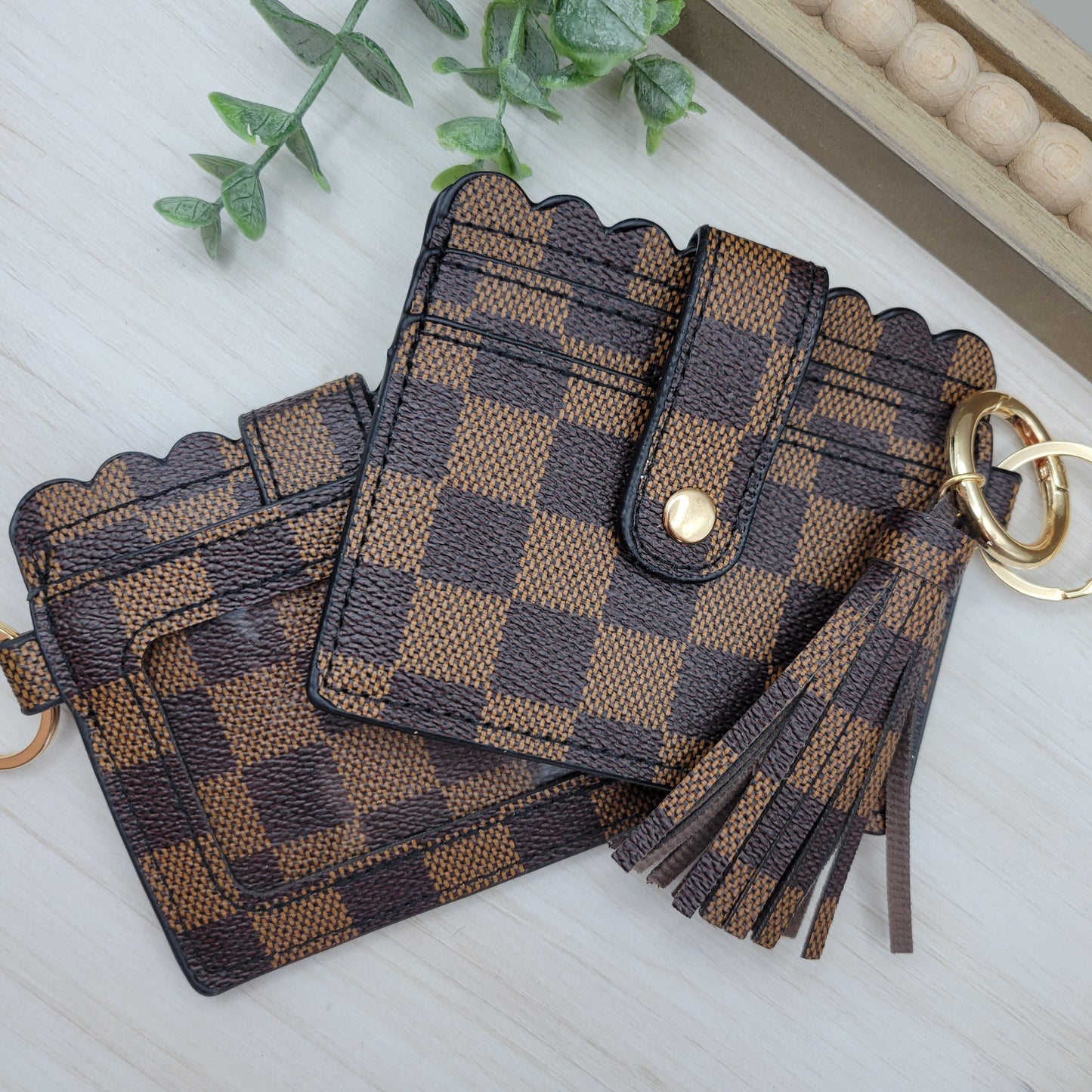 Brown Checkered Wallet