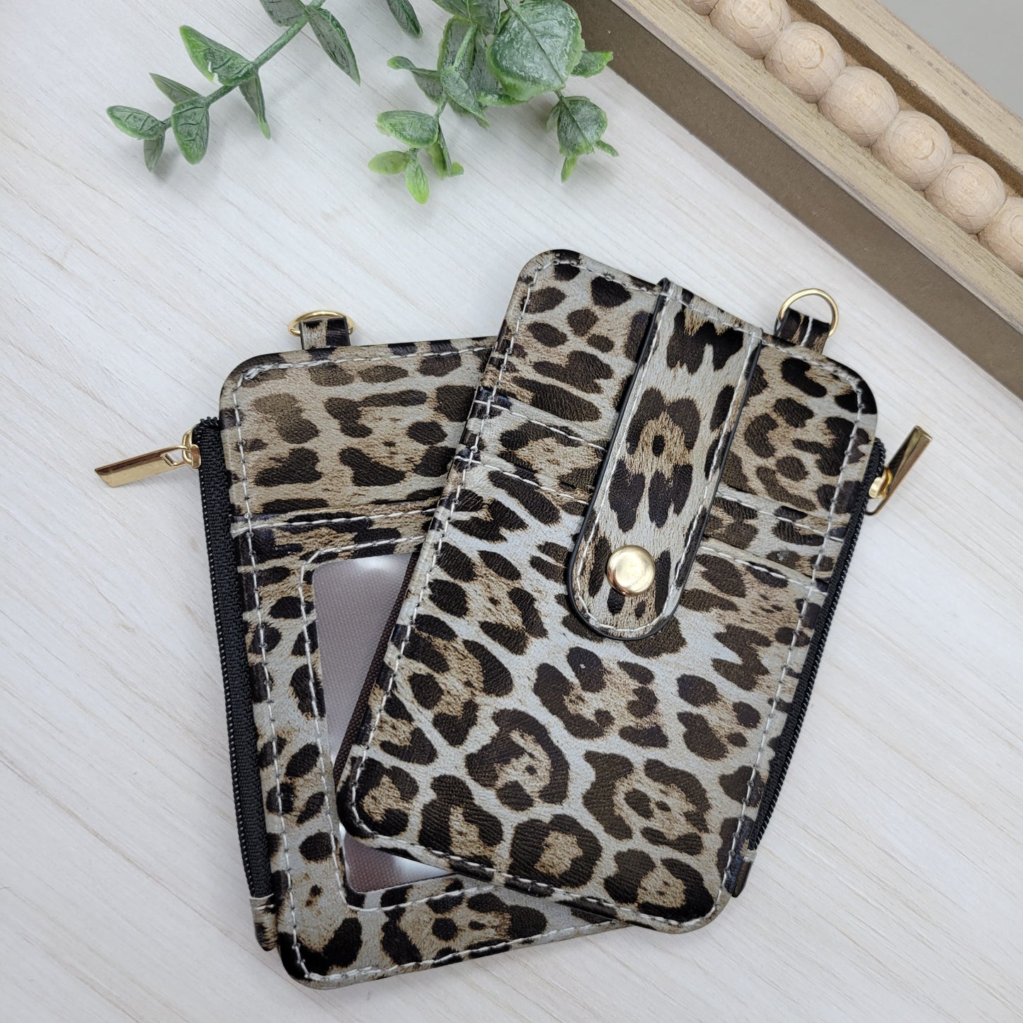 Vertical Gray Leopard Wallet
