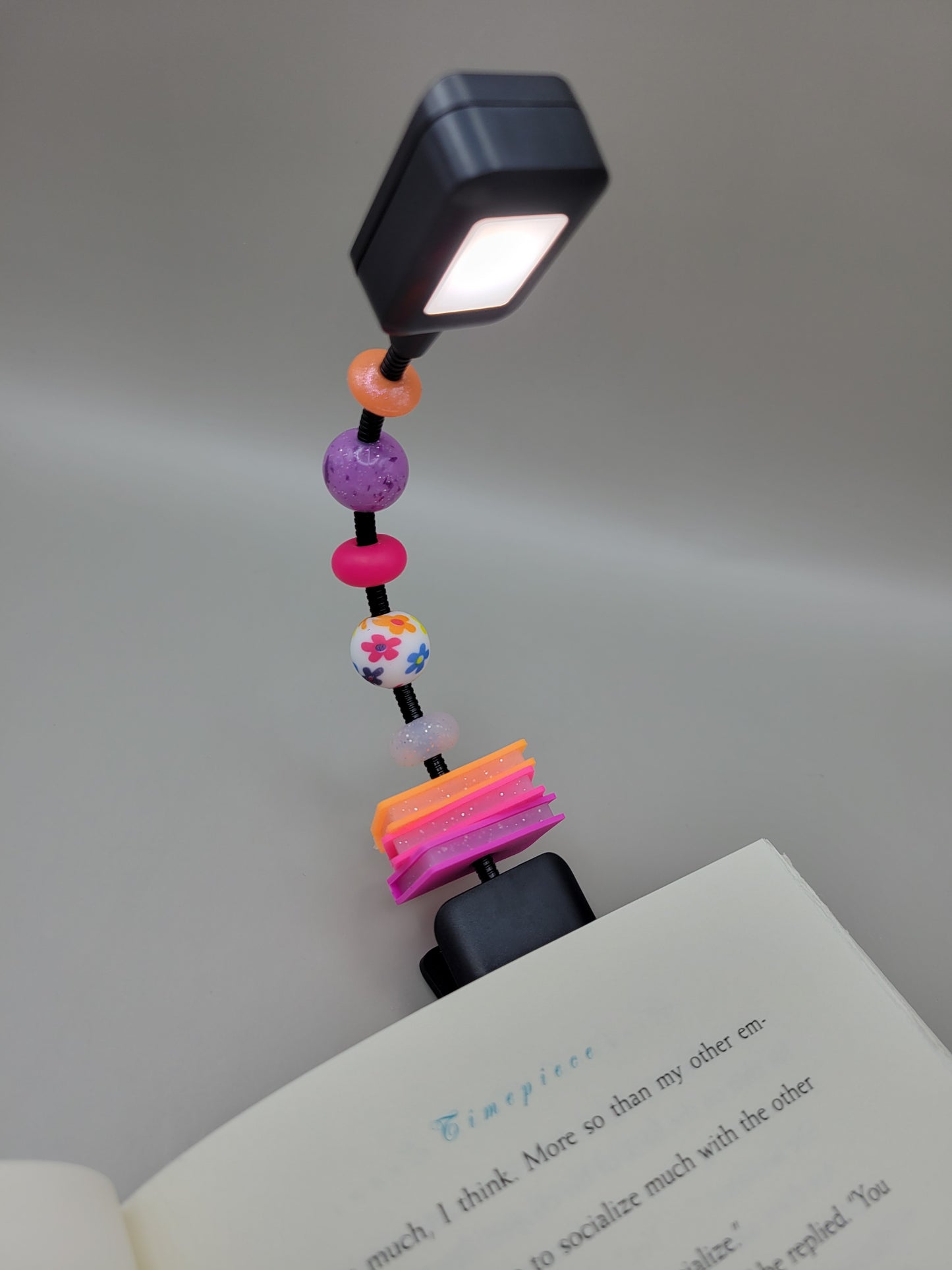 Neon Orange Book Stack Reading Light