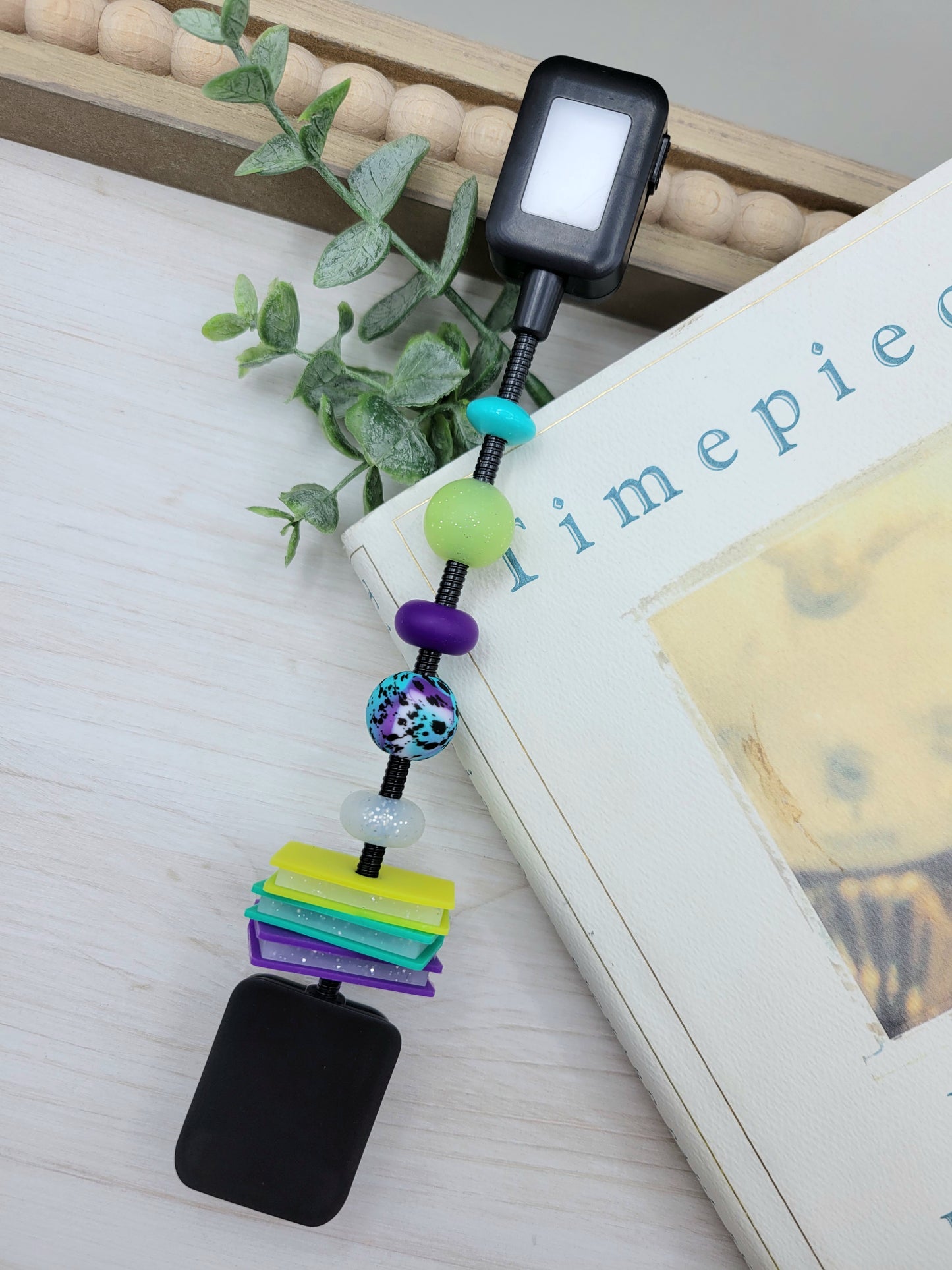 Neon Green Book Stack Reading Light