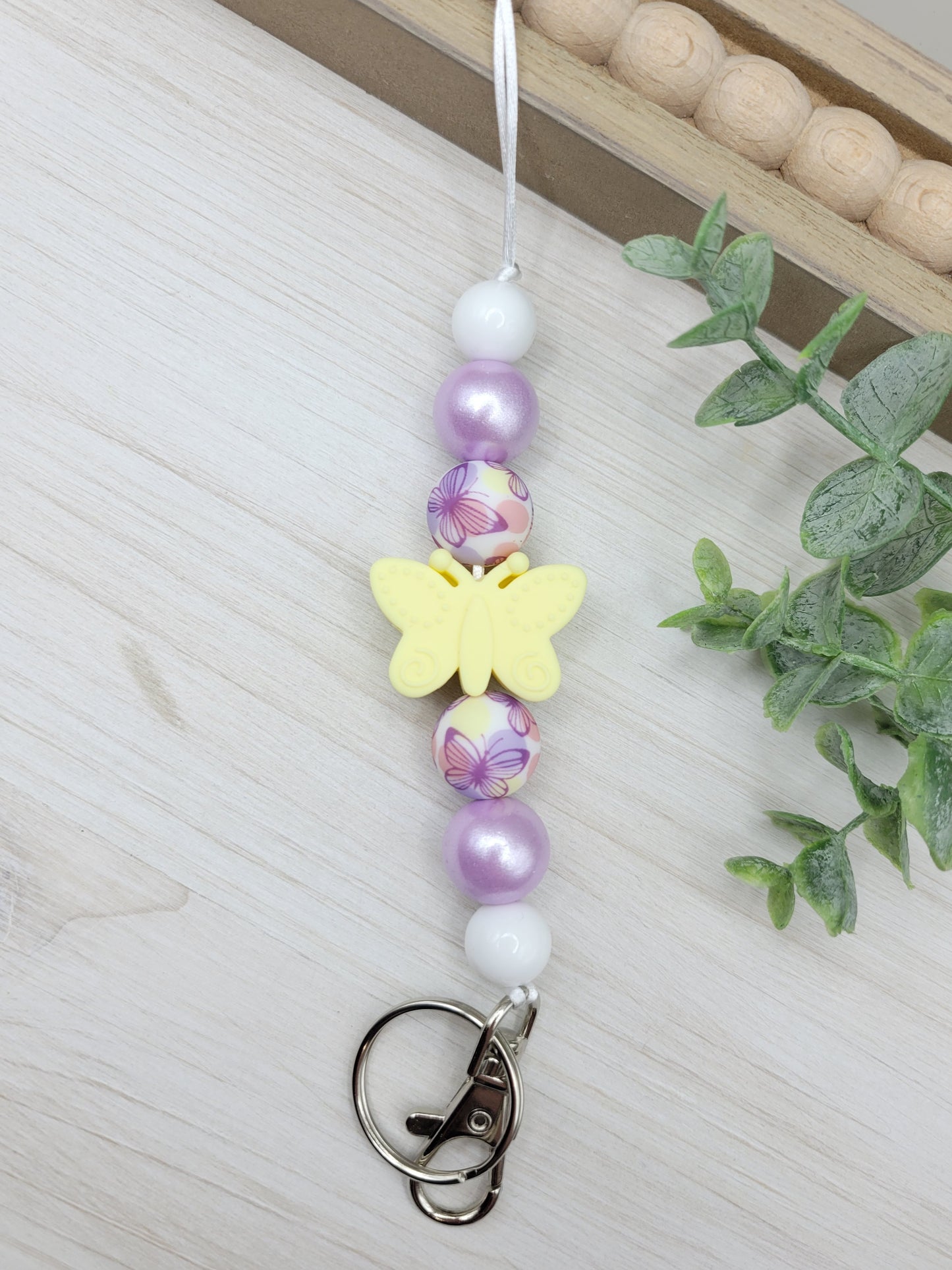Pastel Yellow Butterfly Lanyard