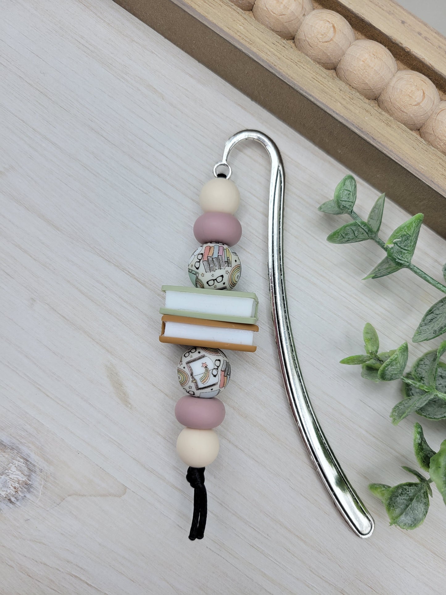 Neutral Colored Book Stack Bookmark