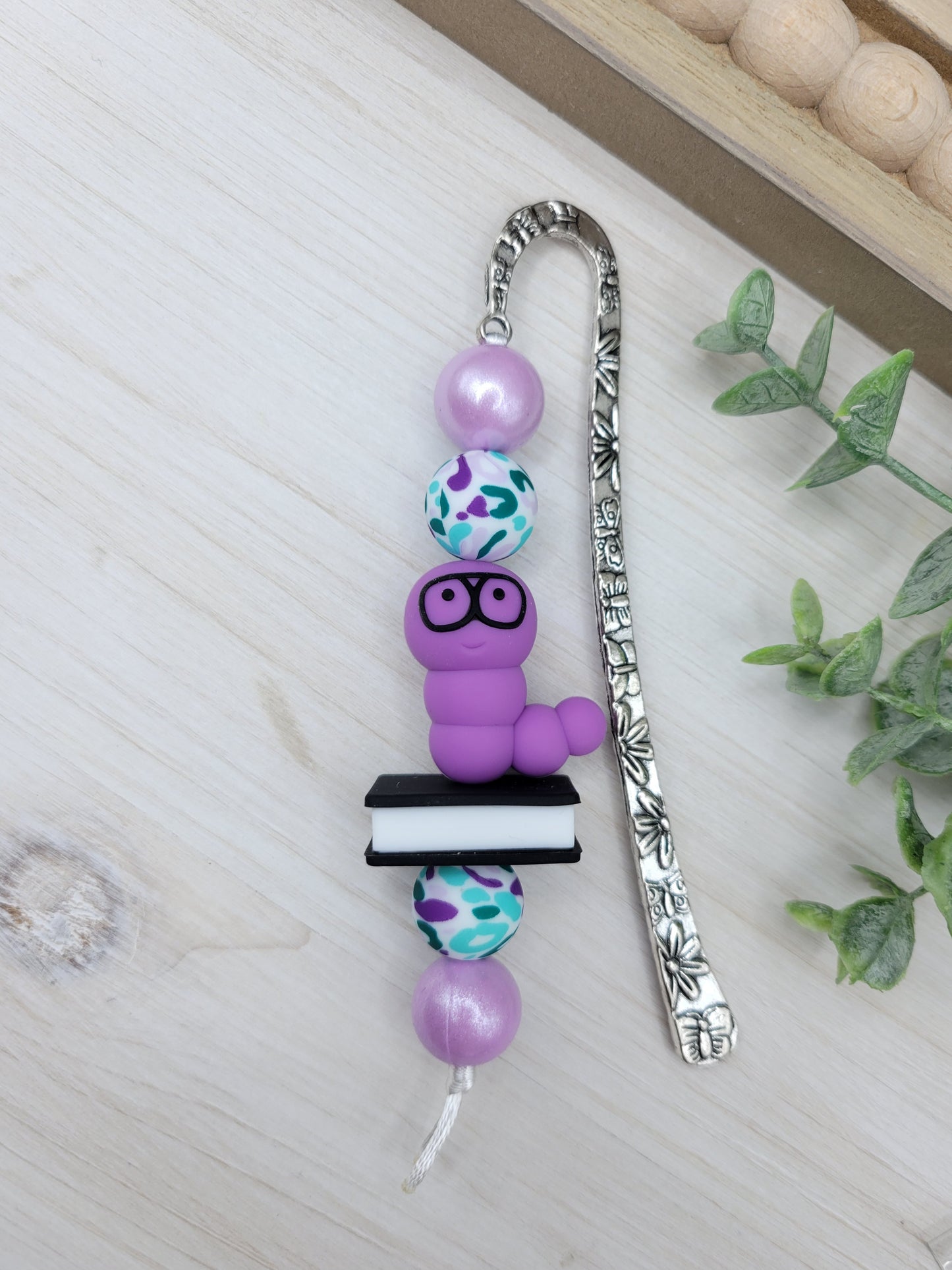 Purple Bookworm Bookmark