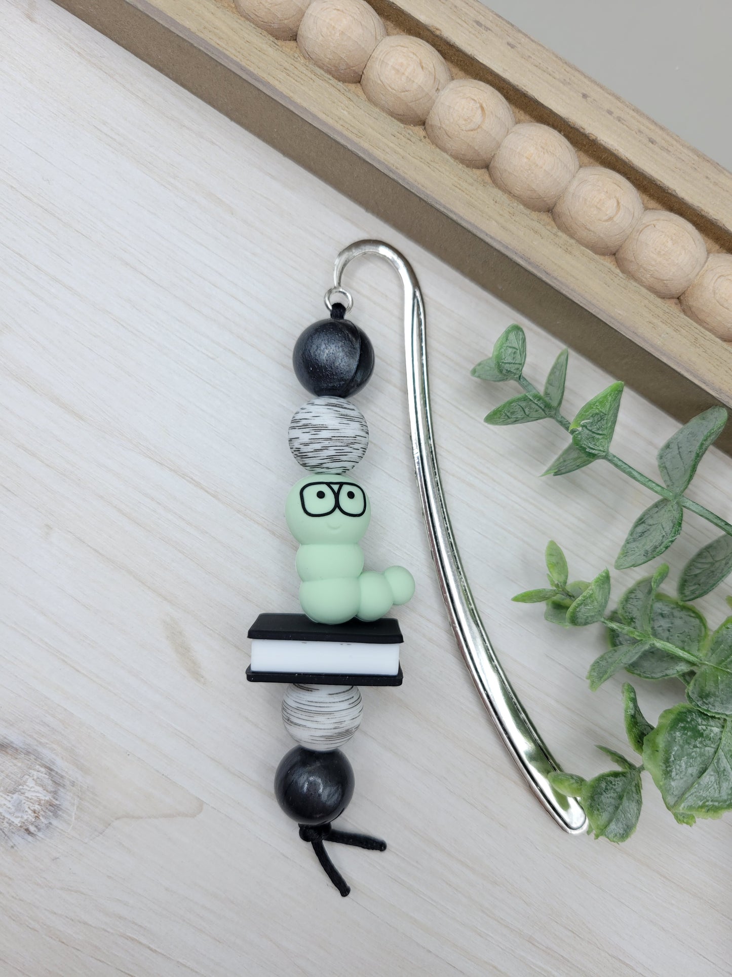 Green Bookworm Bookmark
