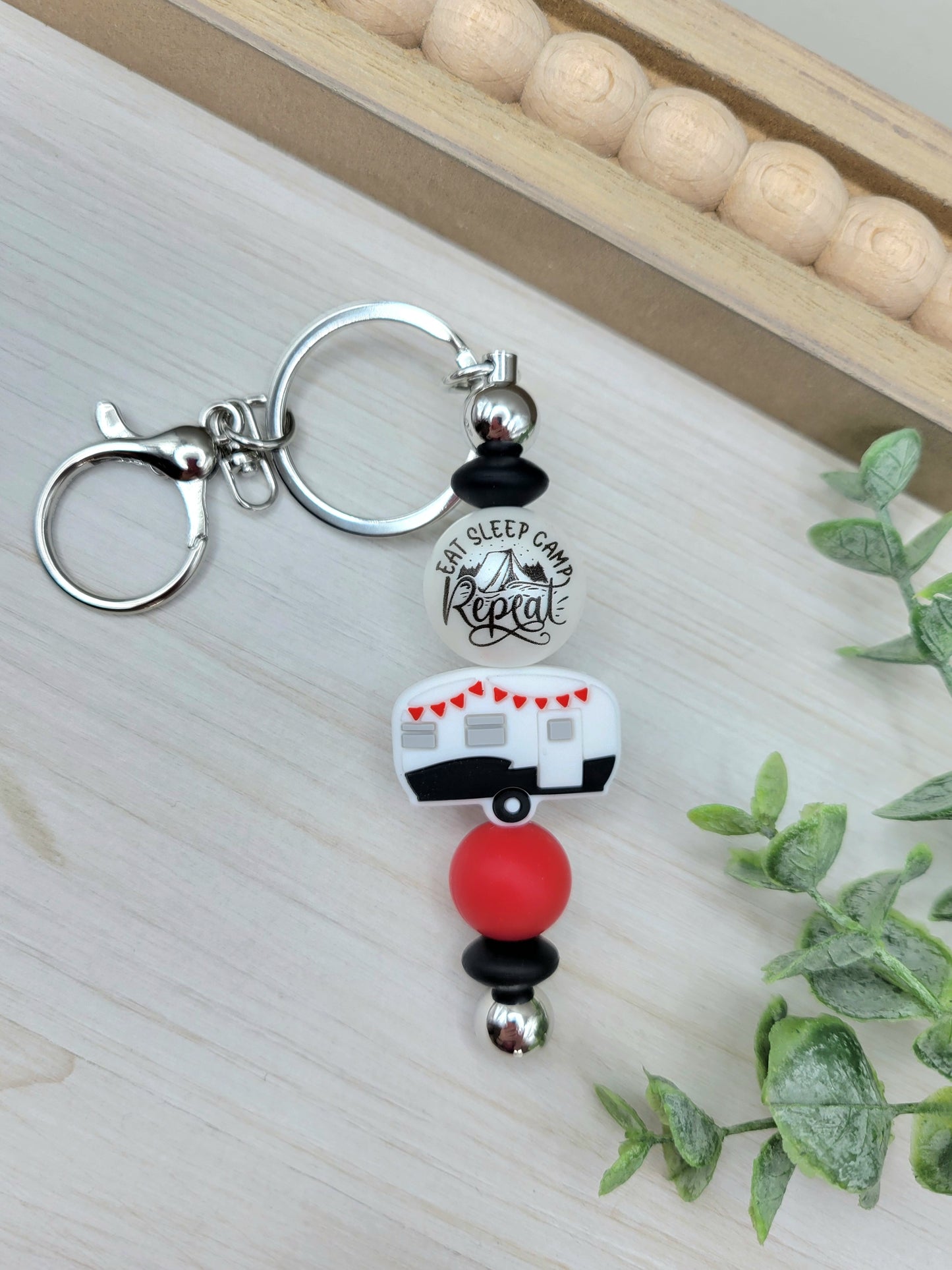 Black Camper Barbell Keychain