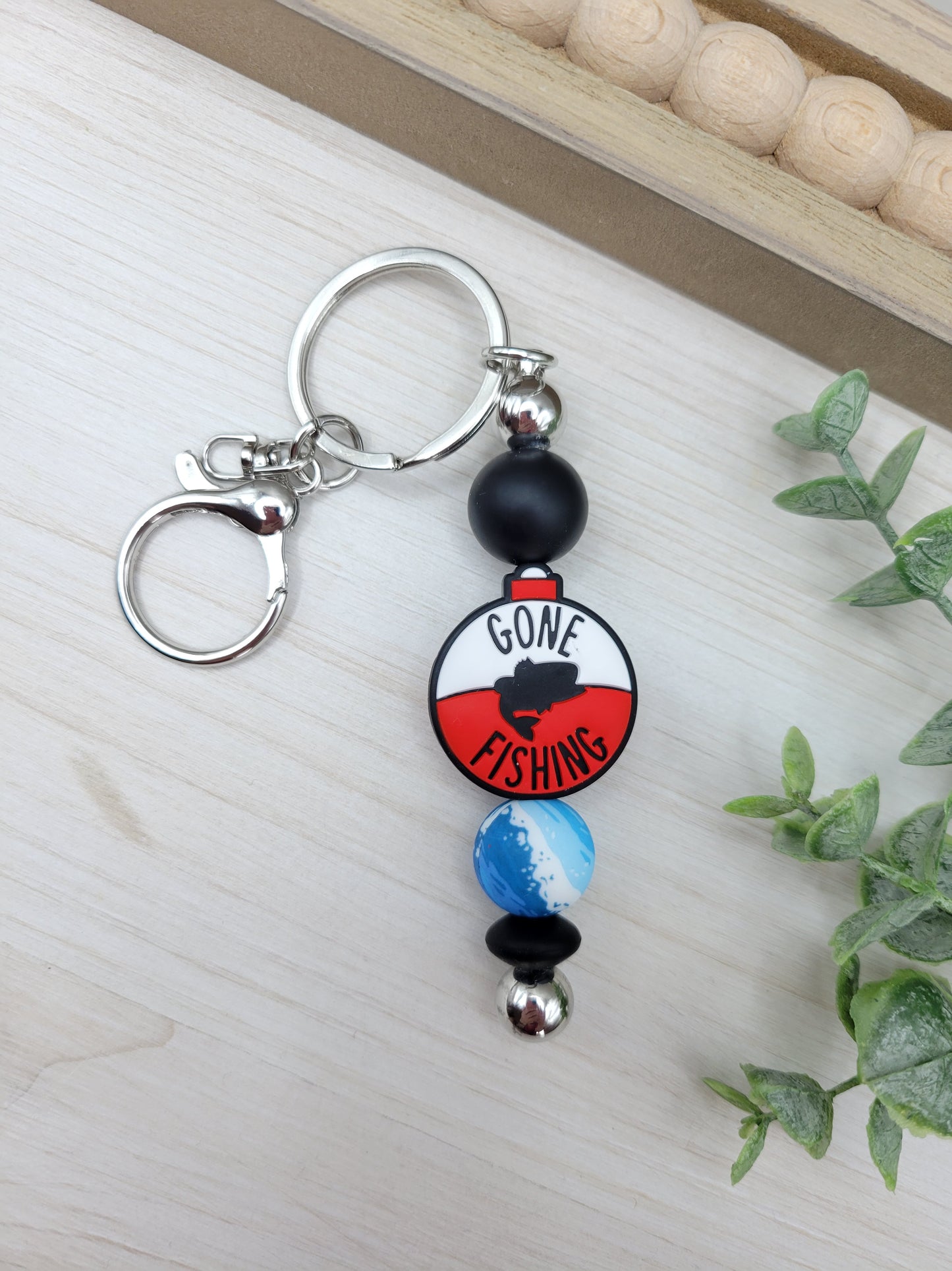 Gone Fishing Barbell Keychain