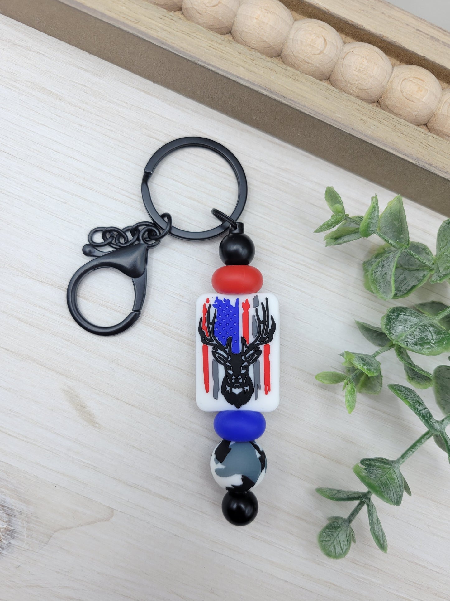 USA Deer Barbell Keychain