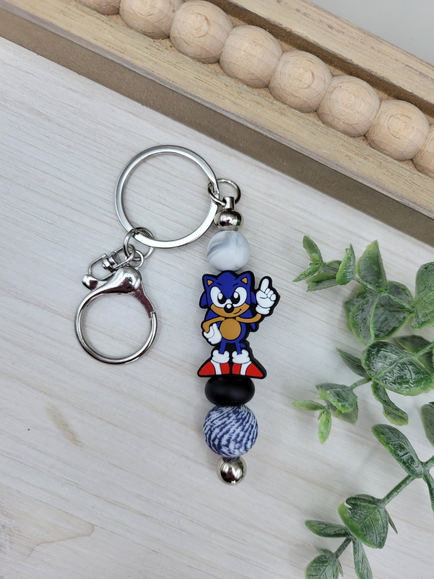 Blue Hedghog Barbell Keychain