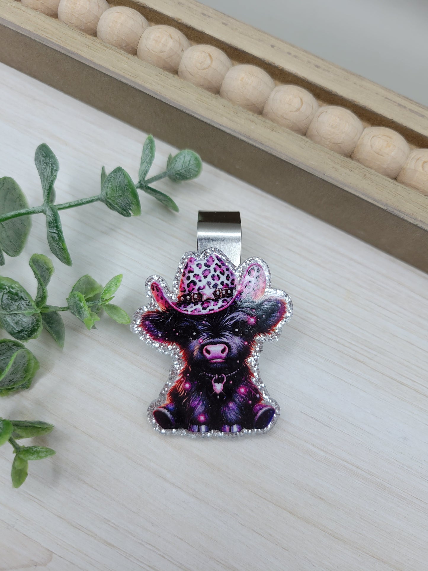 Black & Pink Car Sun Visor Clip