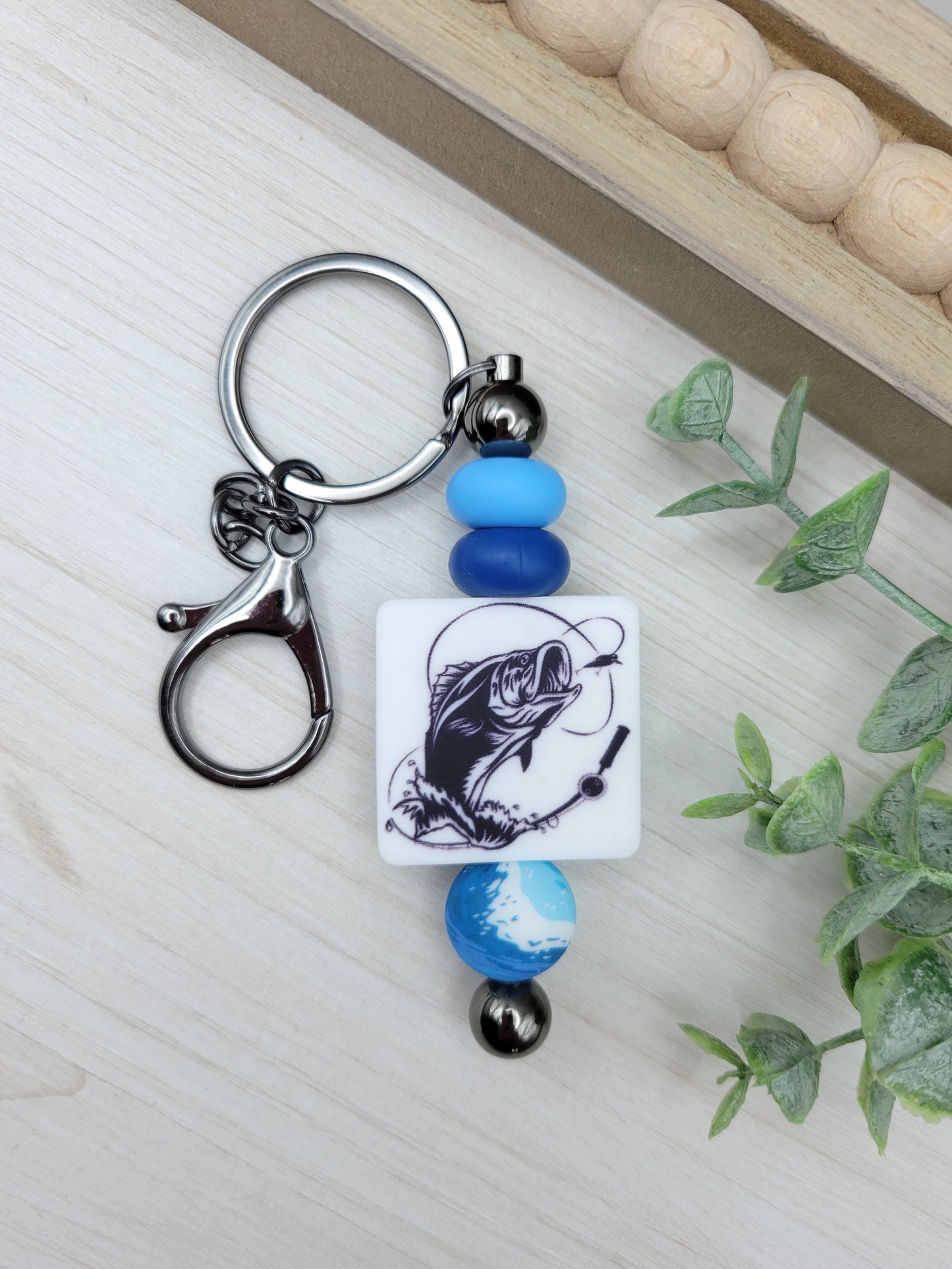 Fish on the Line Barbell Keychain
