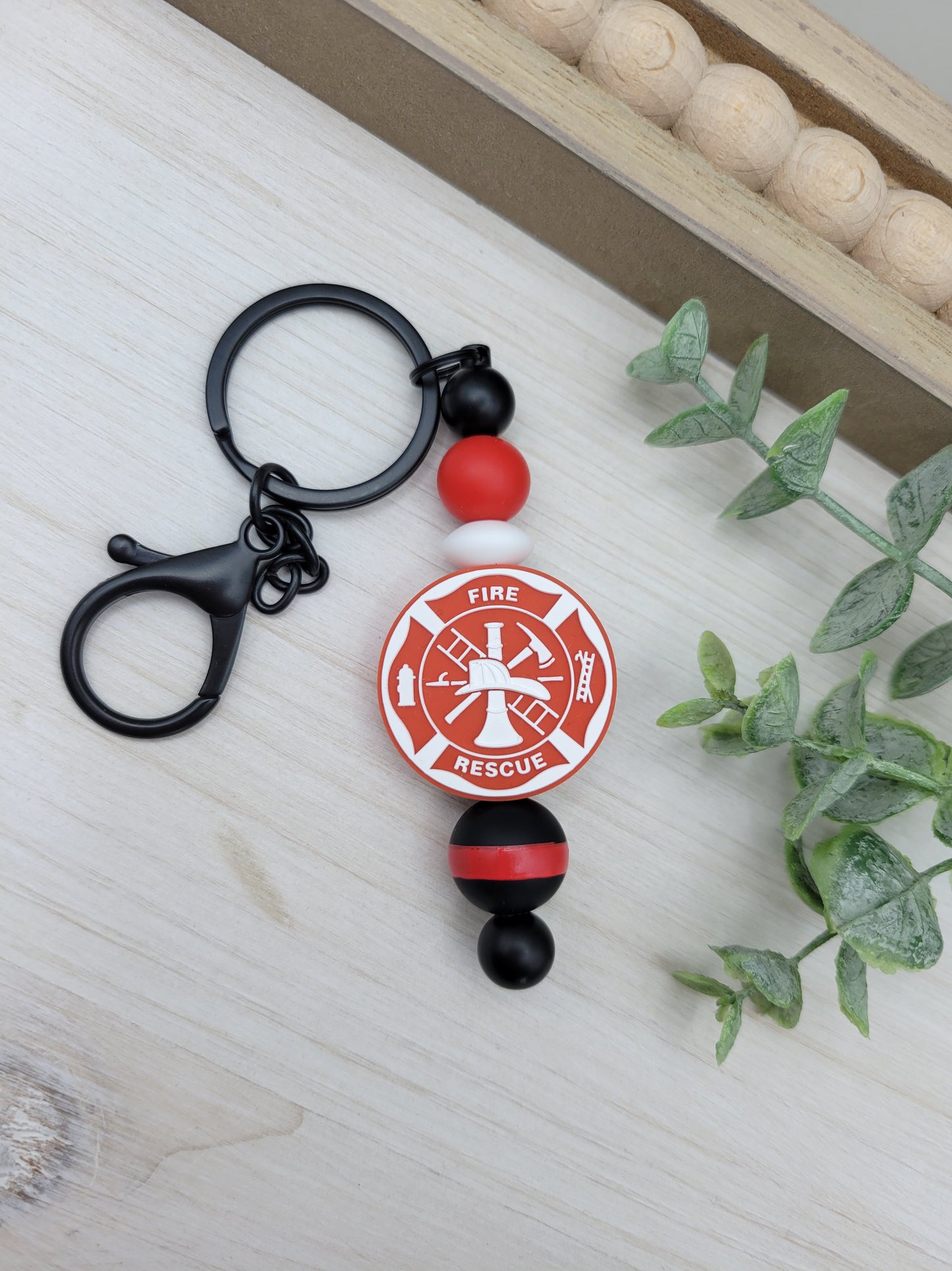 Firefighter Barbell Keychain