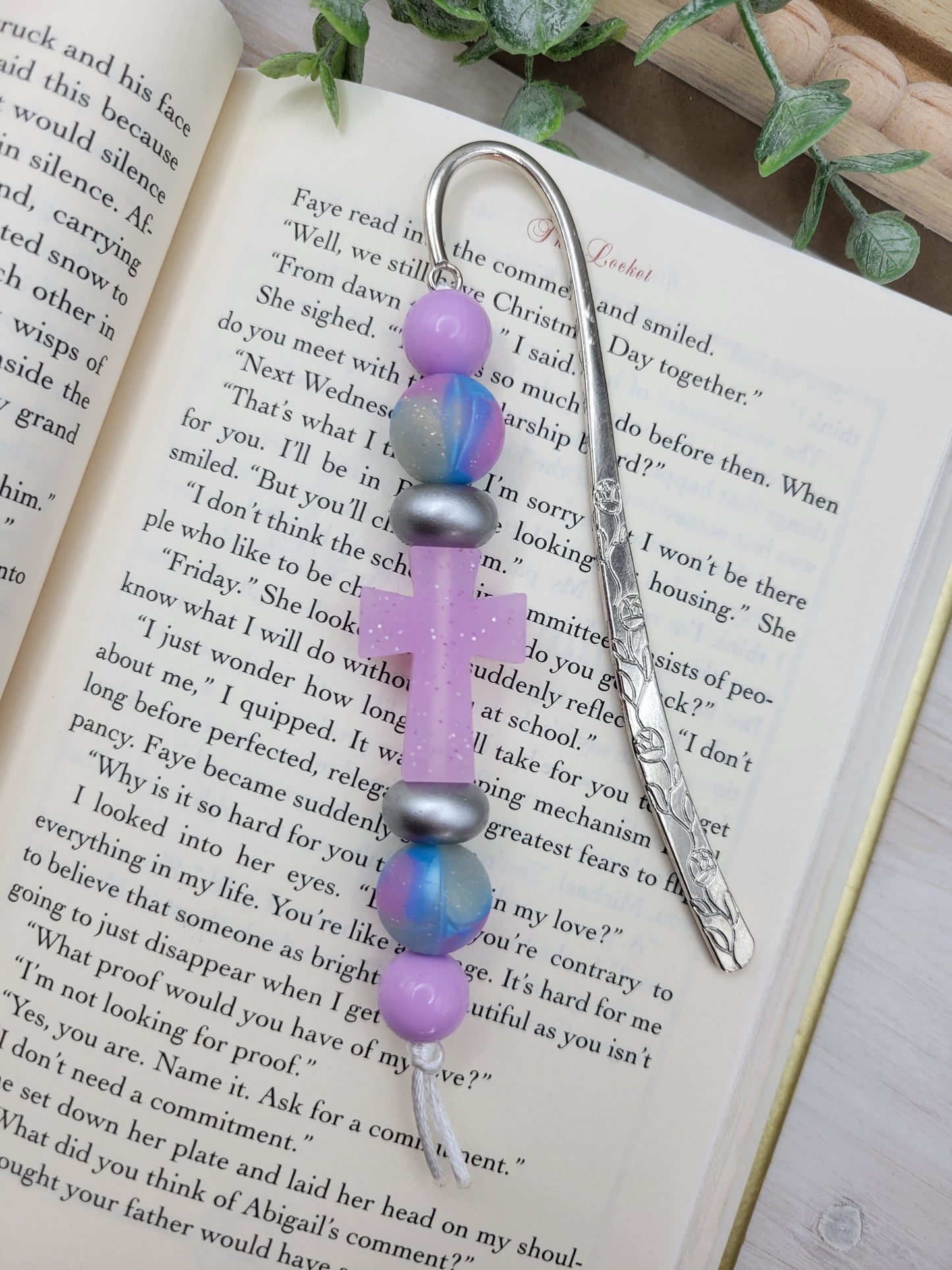 Purple Glitter Cross Bookmark