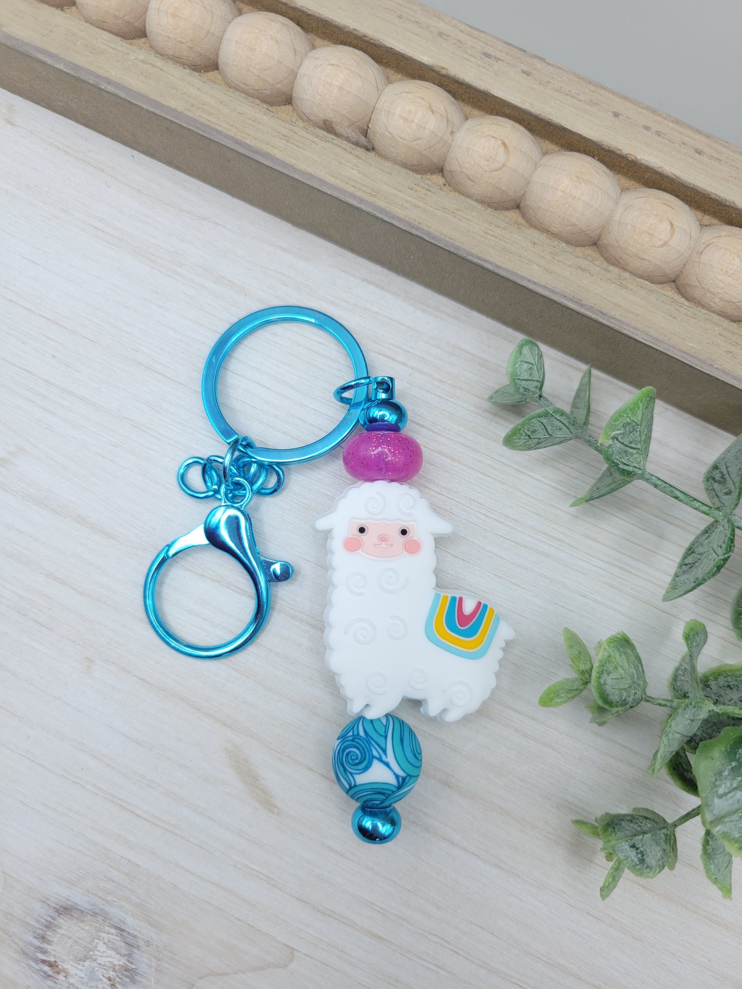 Llama Barbell Keychain