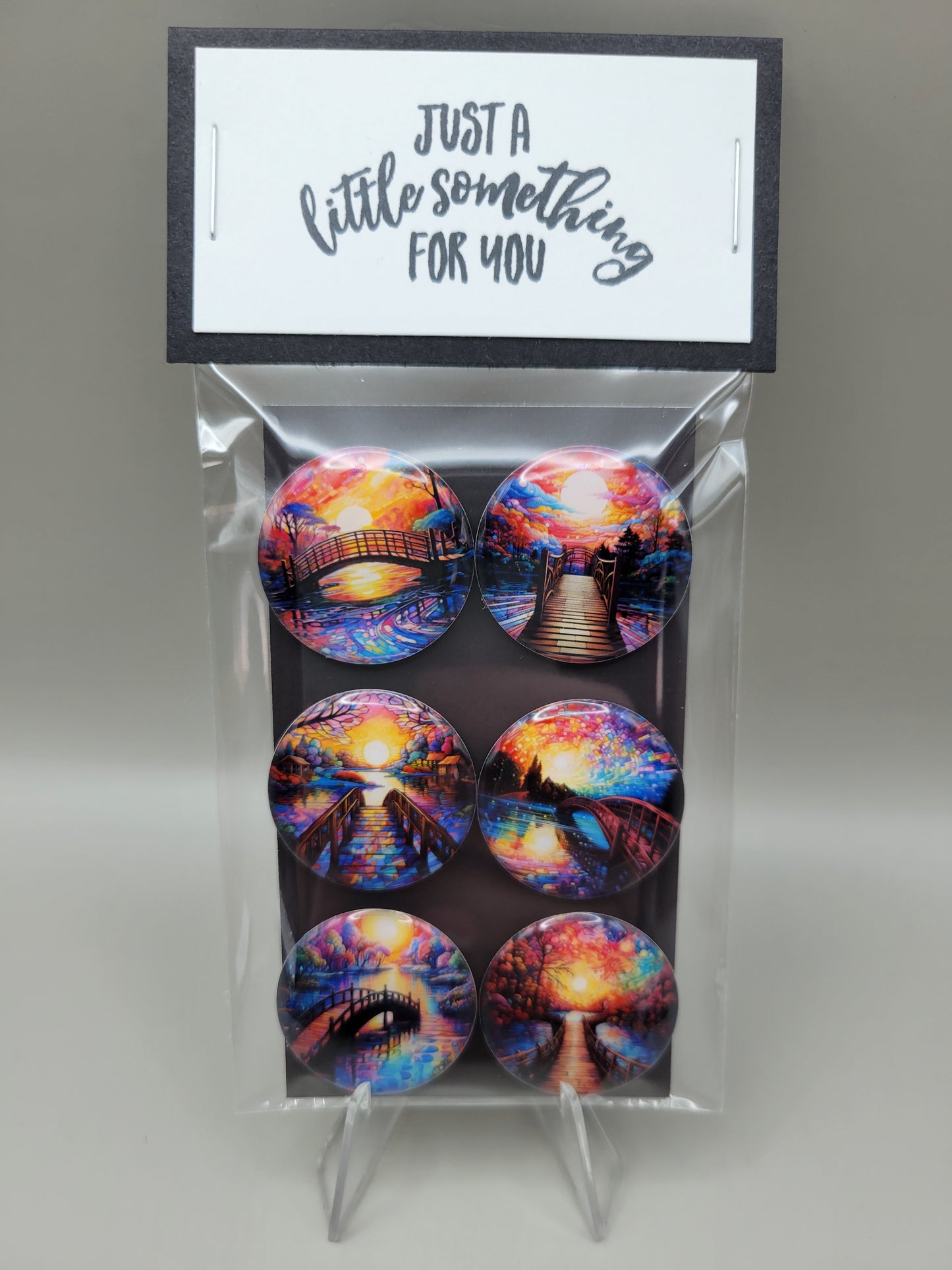 Stained Glass Sunset Bridges Magnets