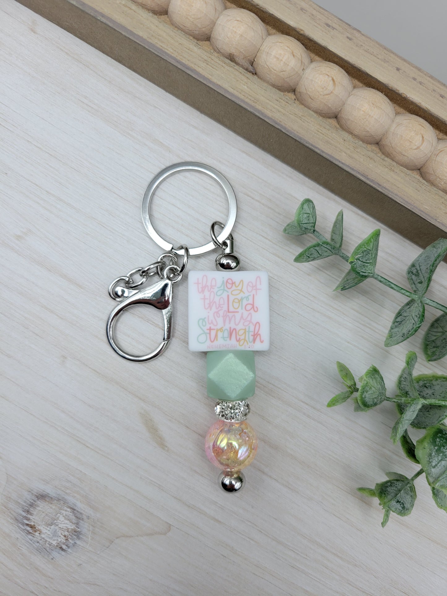 The Joy of the Lord is my Strength Barbell Keychain