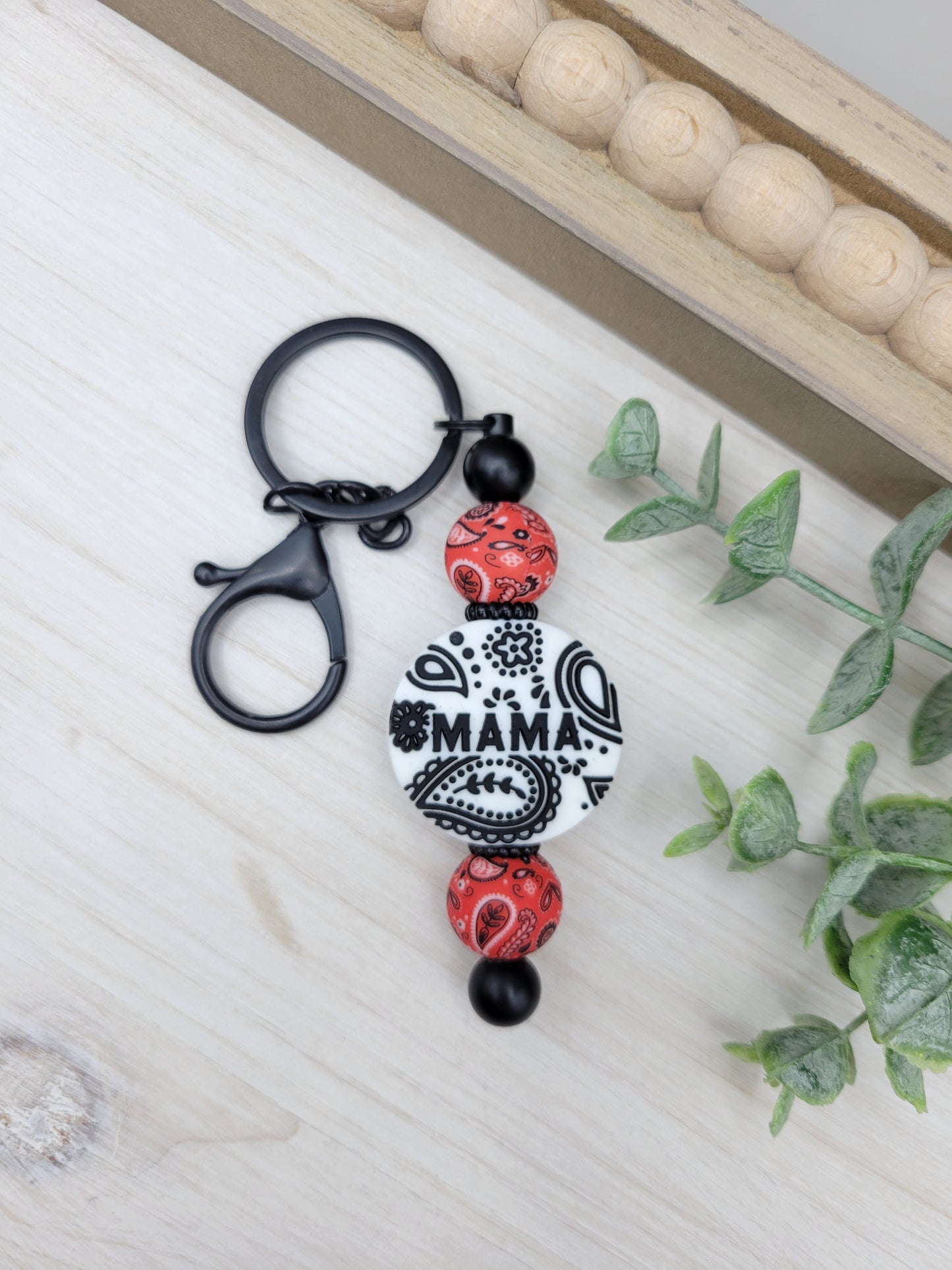 Paisley Mama Barbell Keychain
