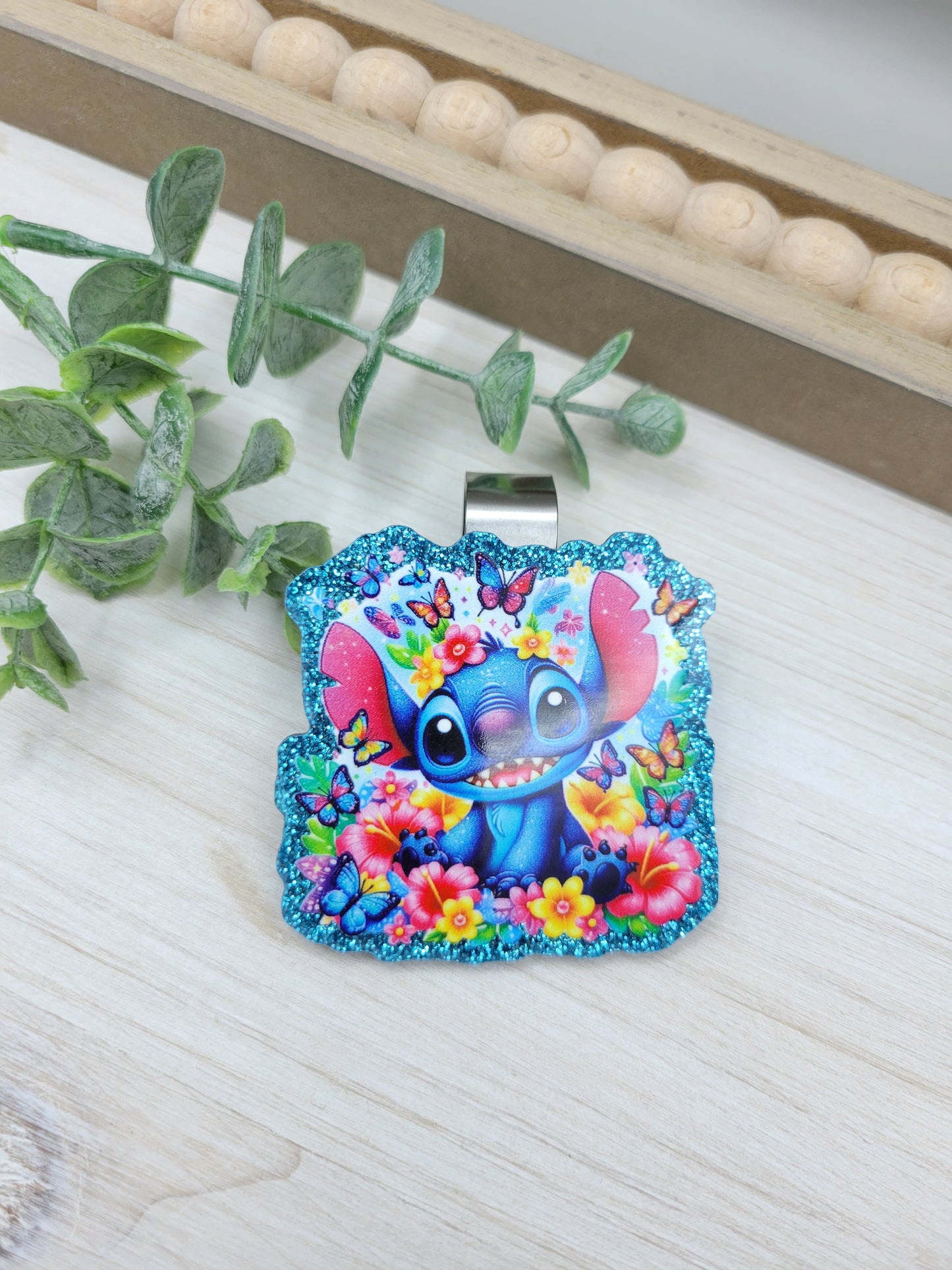 Floral Stitch Car Sun Visor Clip