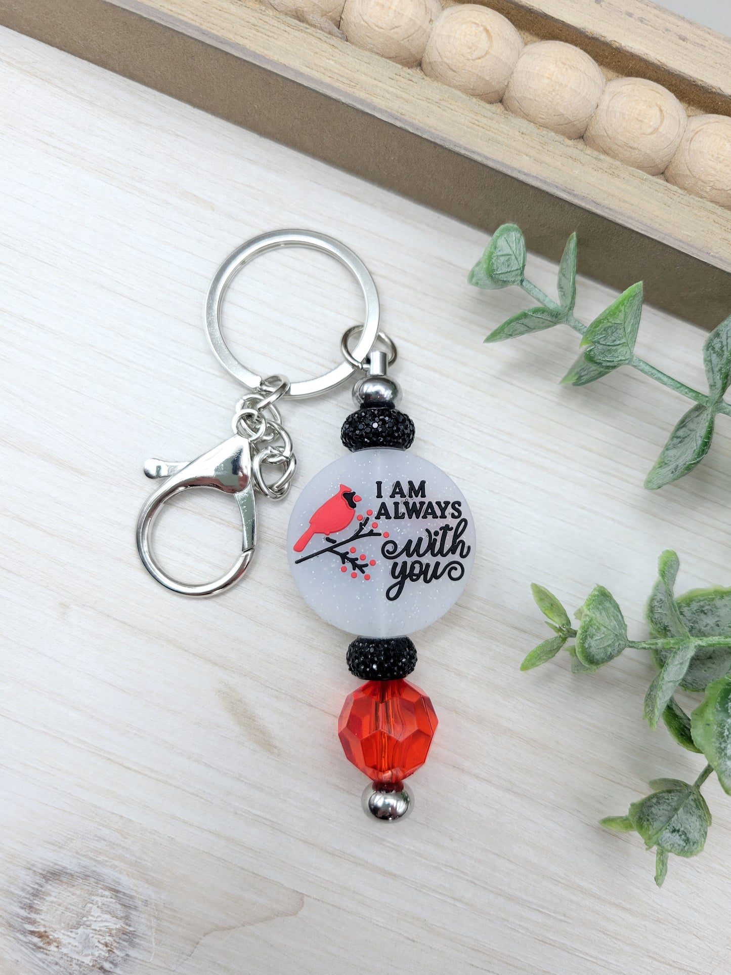 I Am Always With You Glitter Barbell Keychain