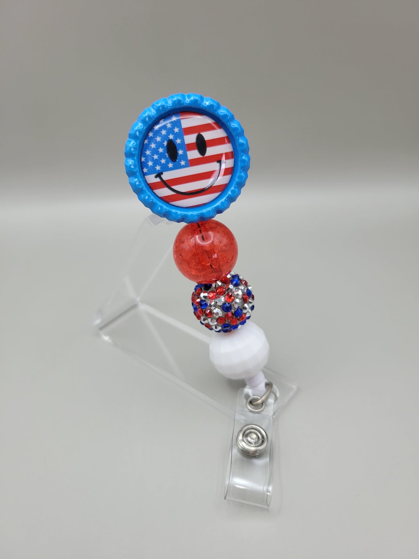 Blue USA Smiley Badge Reel