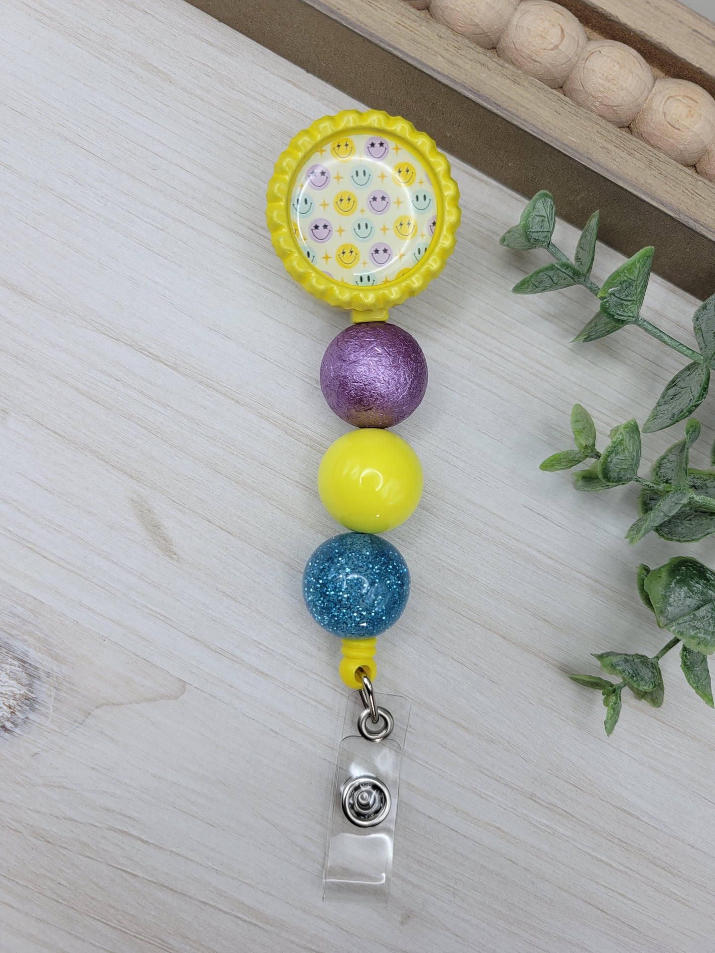 Yellow Smiley Badge Reel