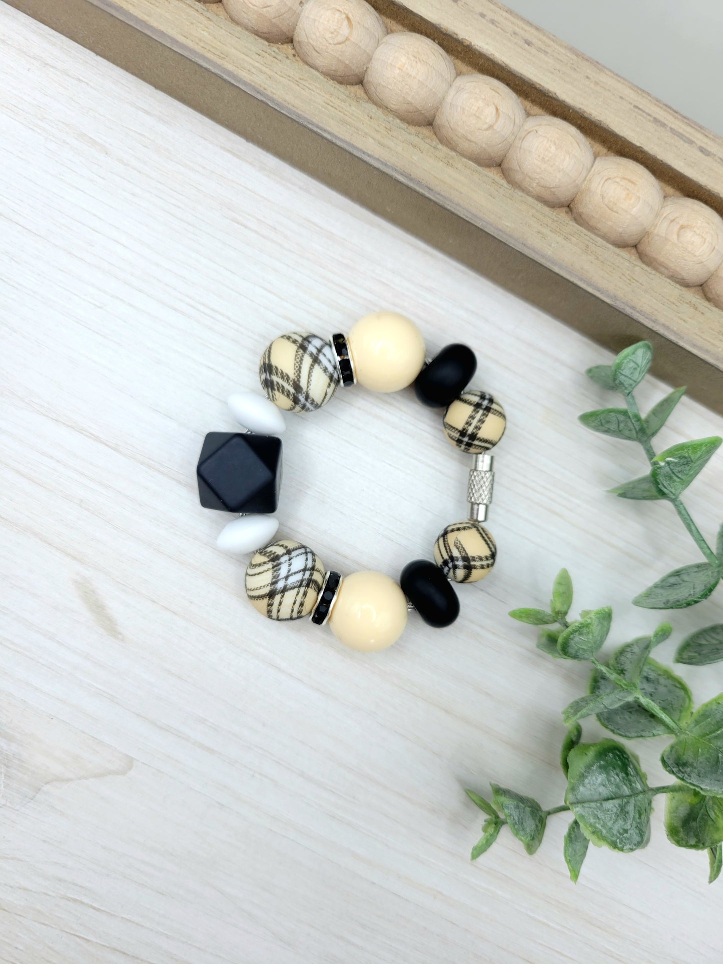 Black & Cream Tumbler Cup Handle Charm