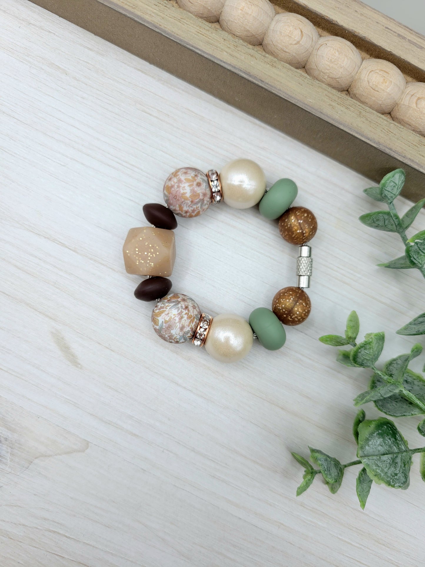 Tan & Green Tumbler Cup Handle Charm